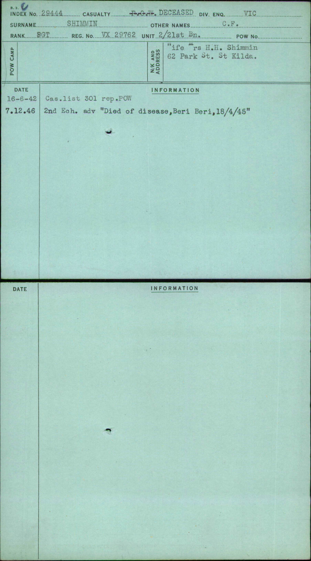 Shimmin, C F, VX29762