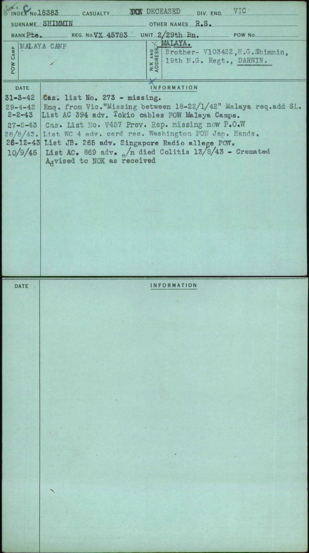 Shimmin, R S, VX45783