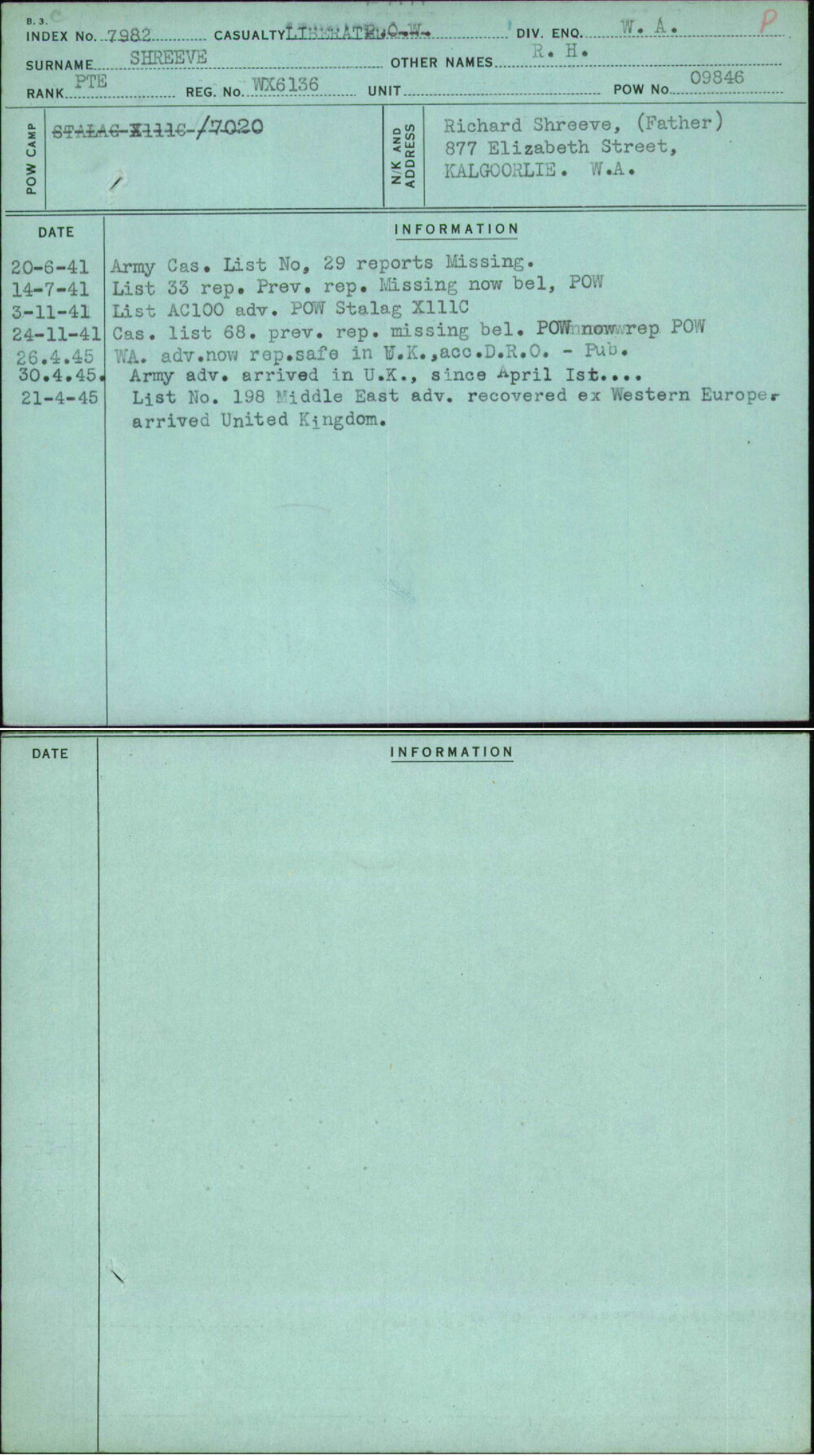 Shreeve, R H, WX6136