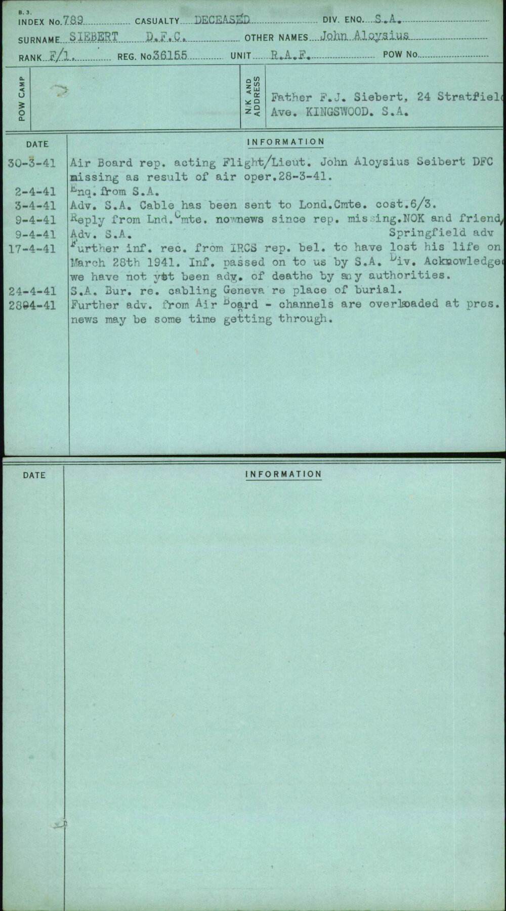 Siebert Dfc, John Aloysius, 36155