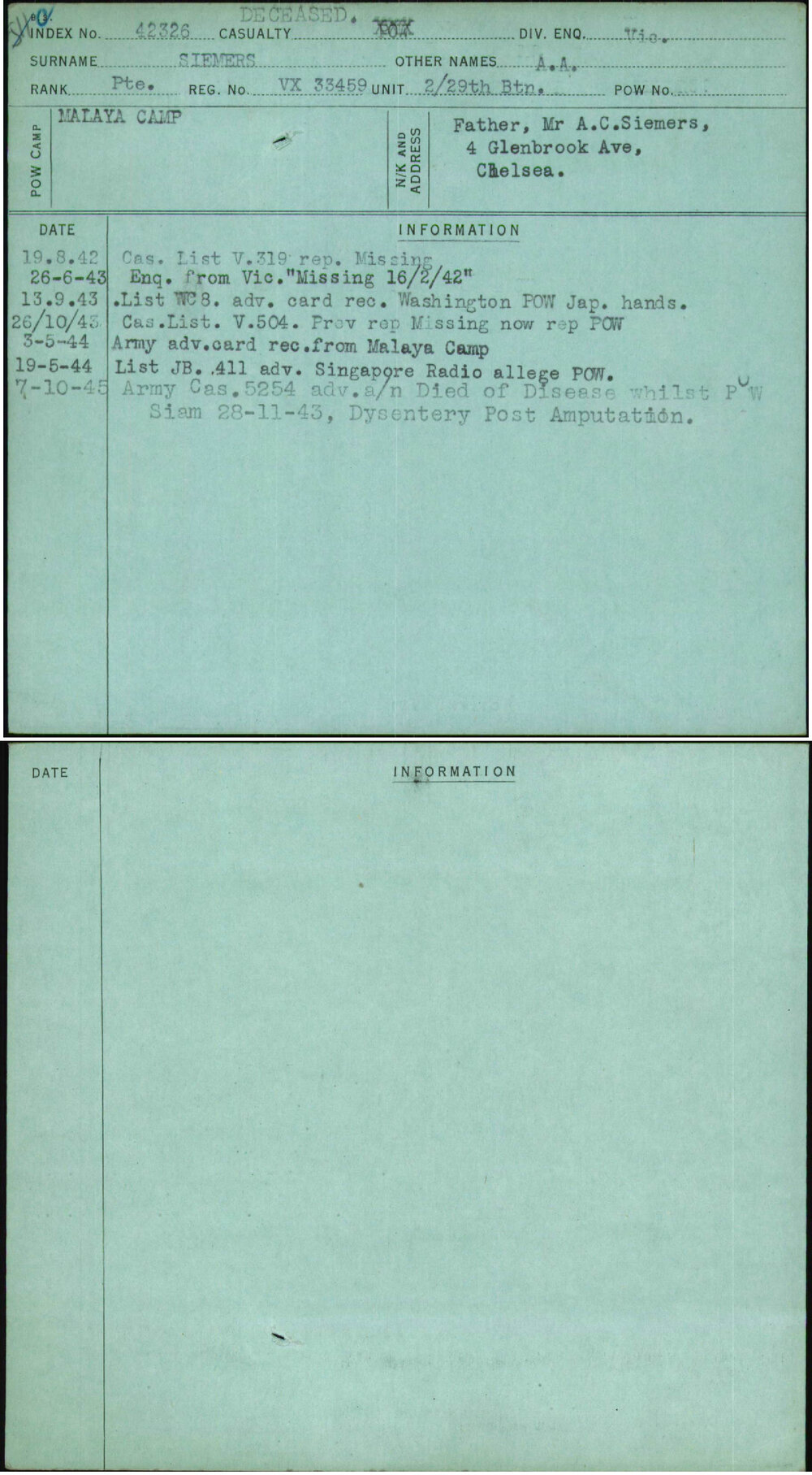 Siemers, A A, VX33459