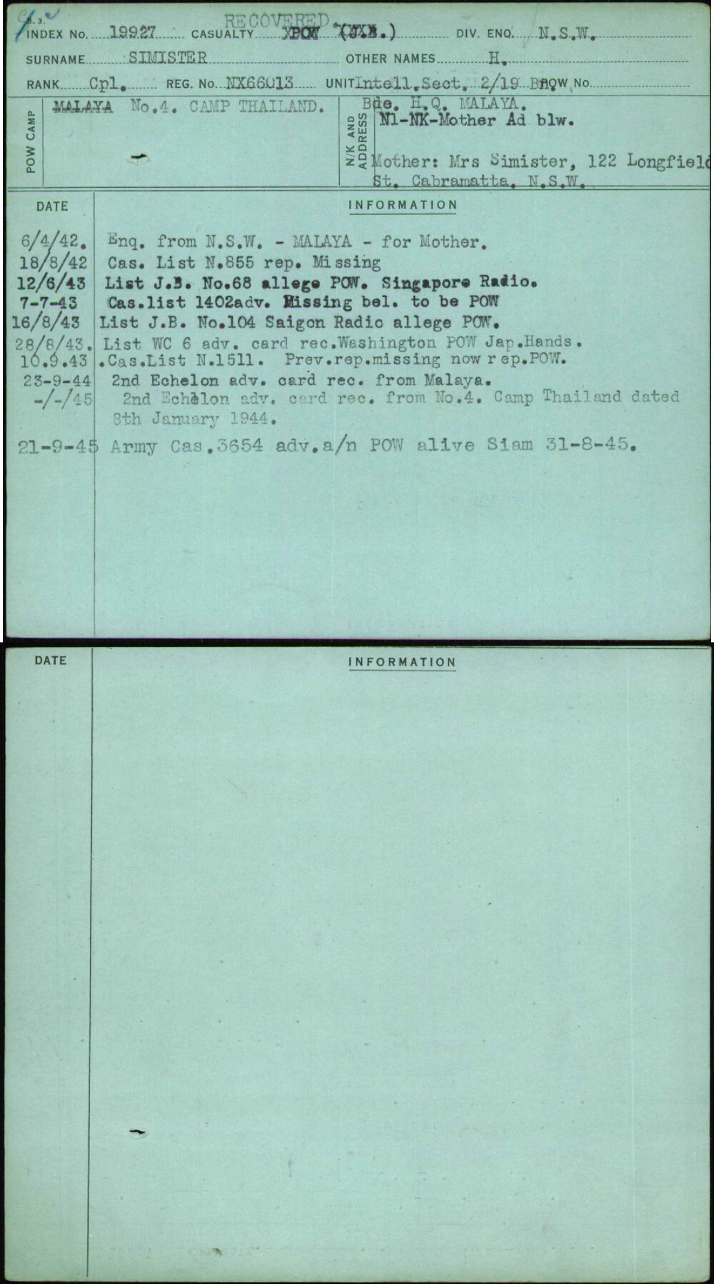 Simister, H, NX66013