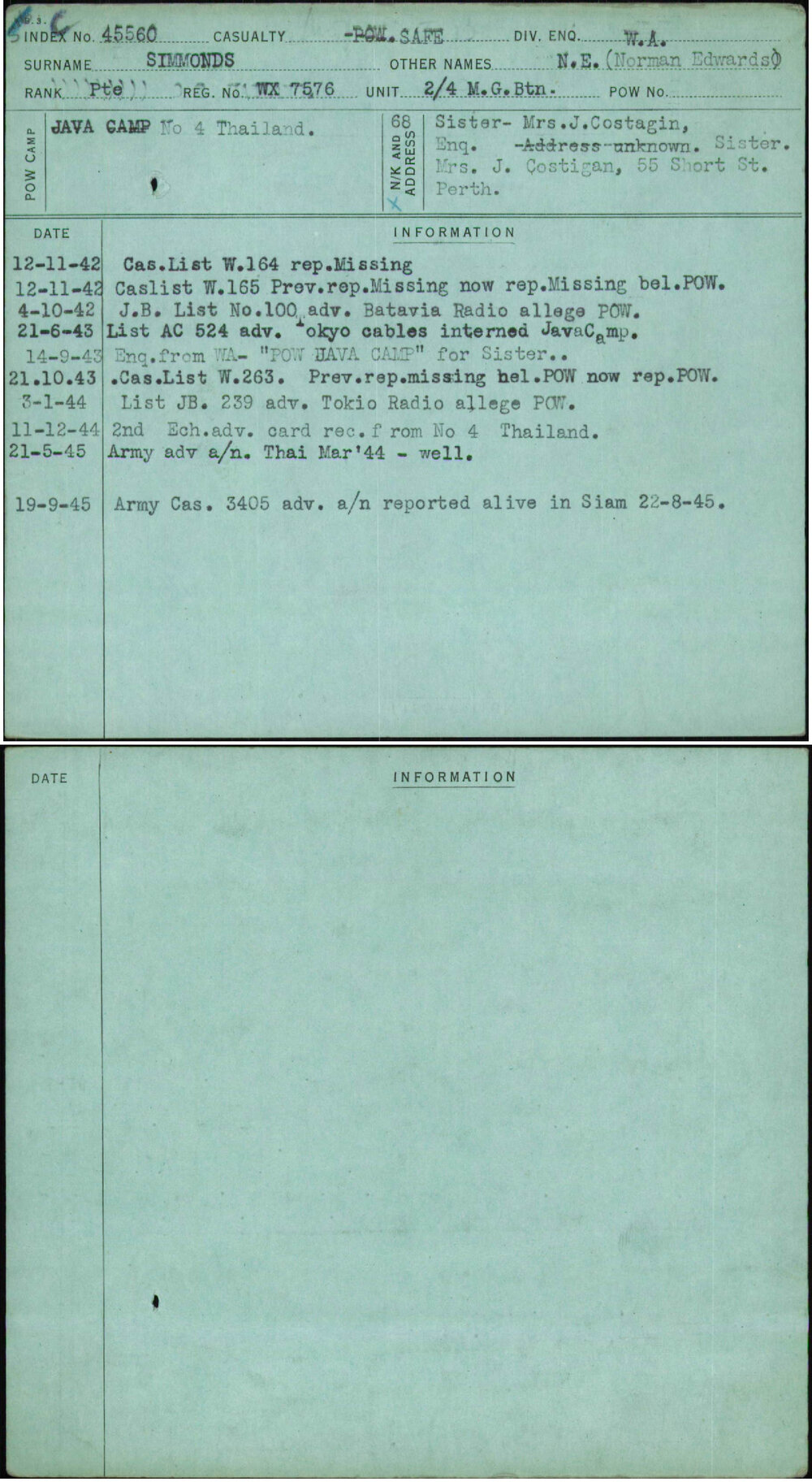 Simmonds, N E (Norman Edwards), WX7576
