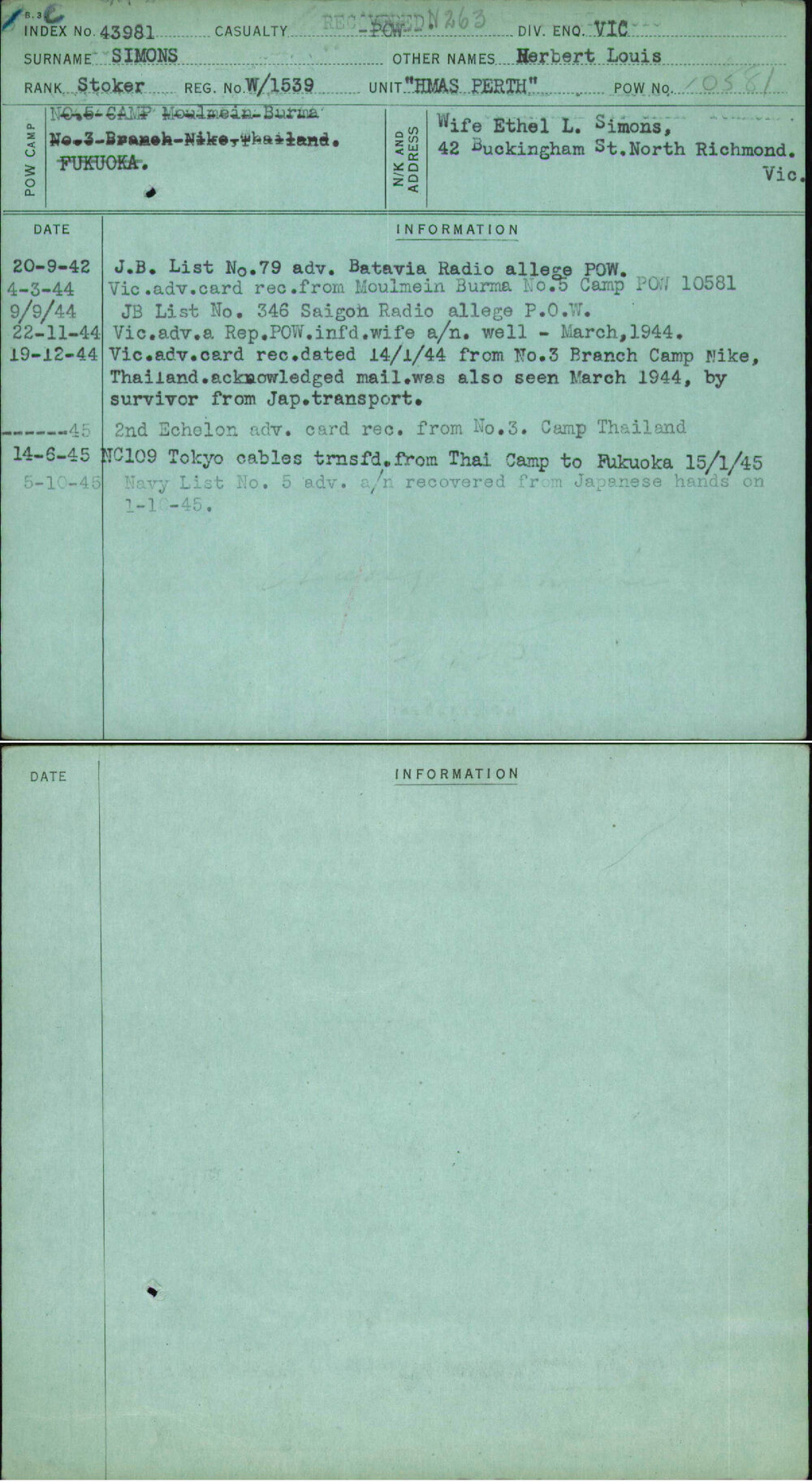 Simons, Herbert Louis, W-1539