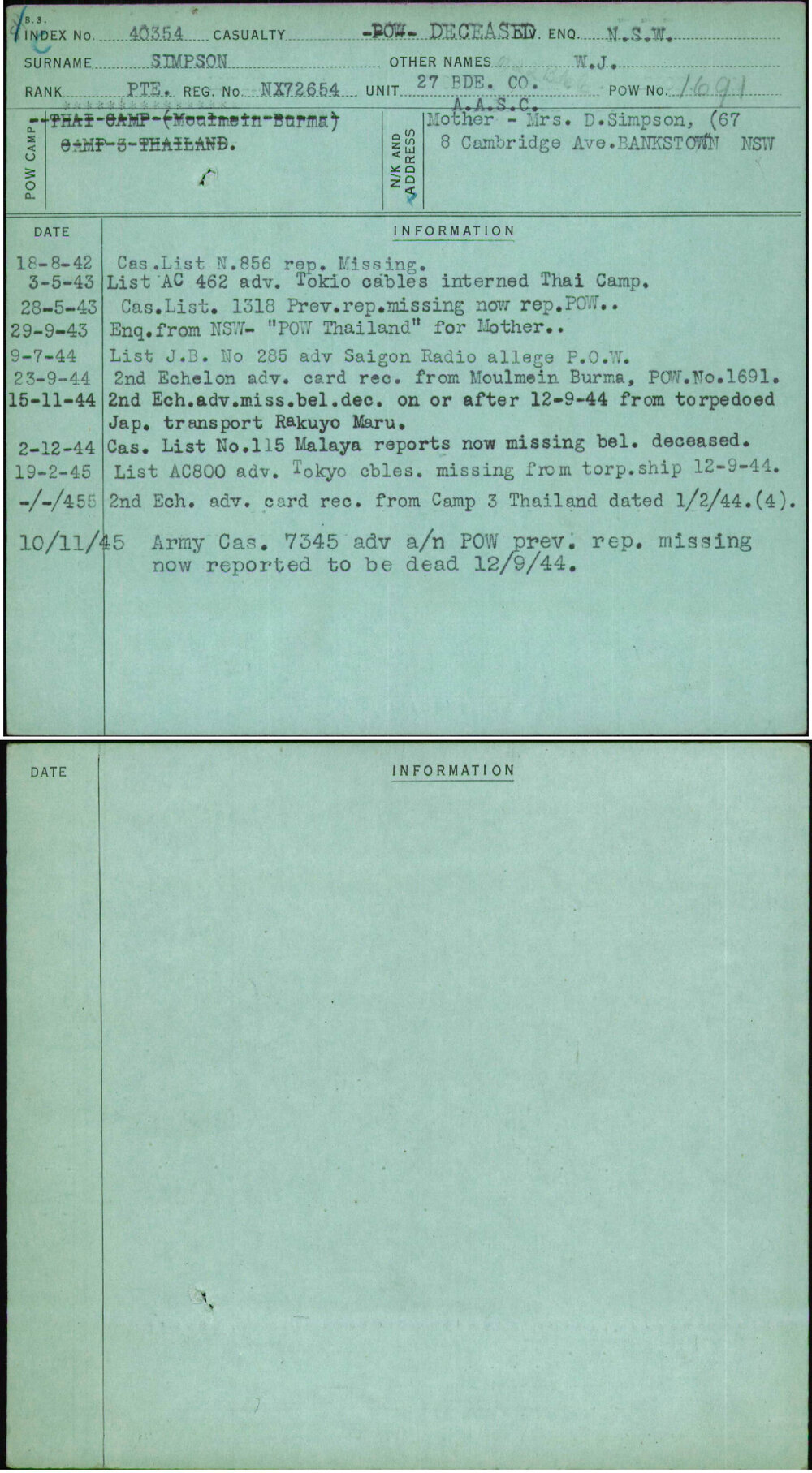 Simpson, W J, NX72654