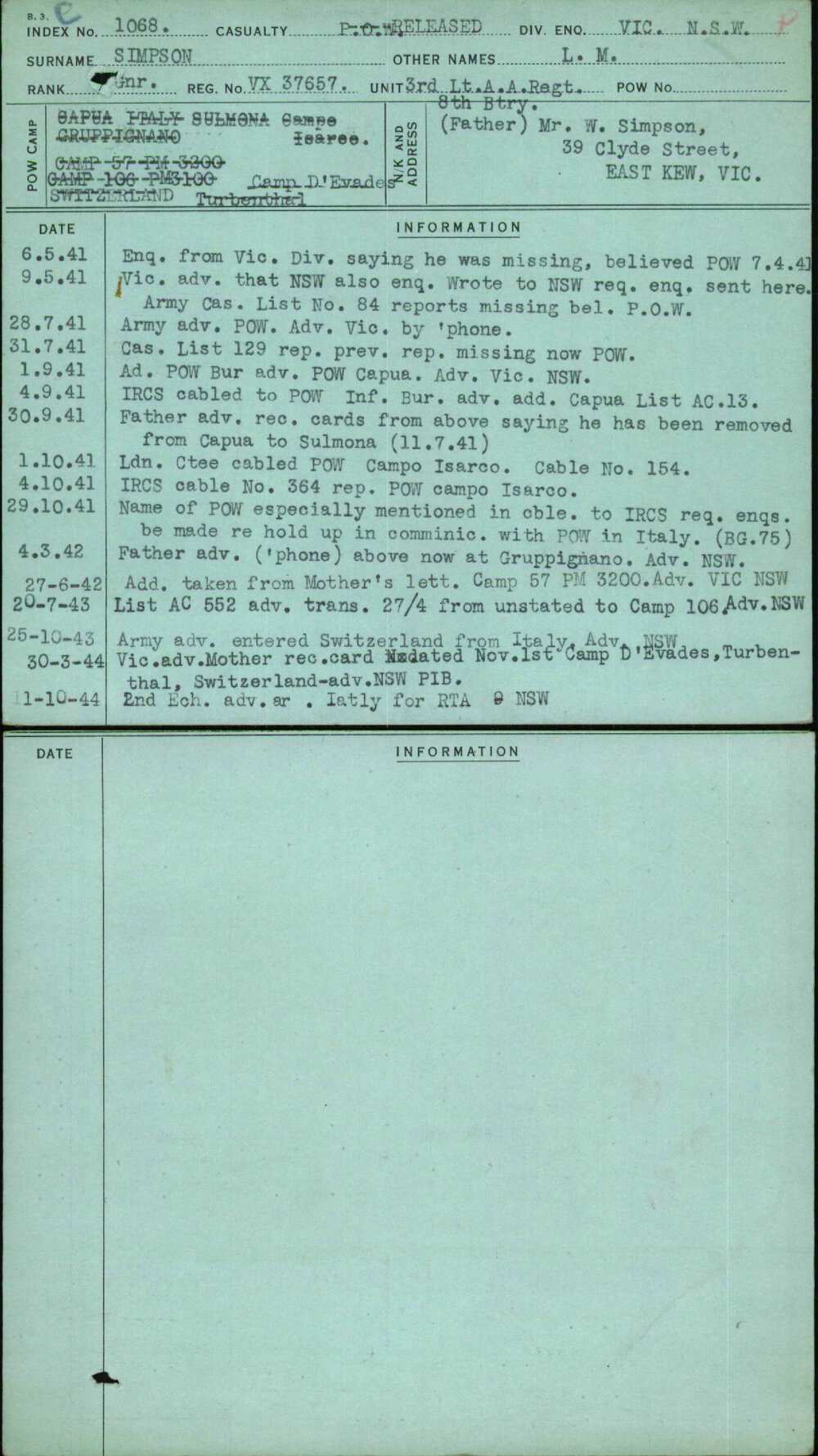 Simpson, L M, VX37657