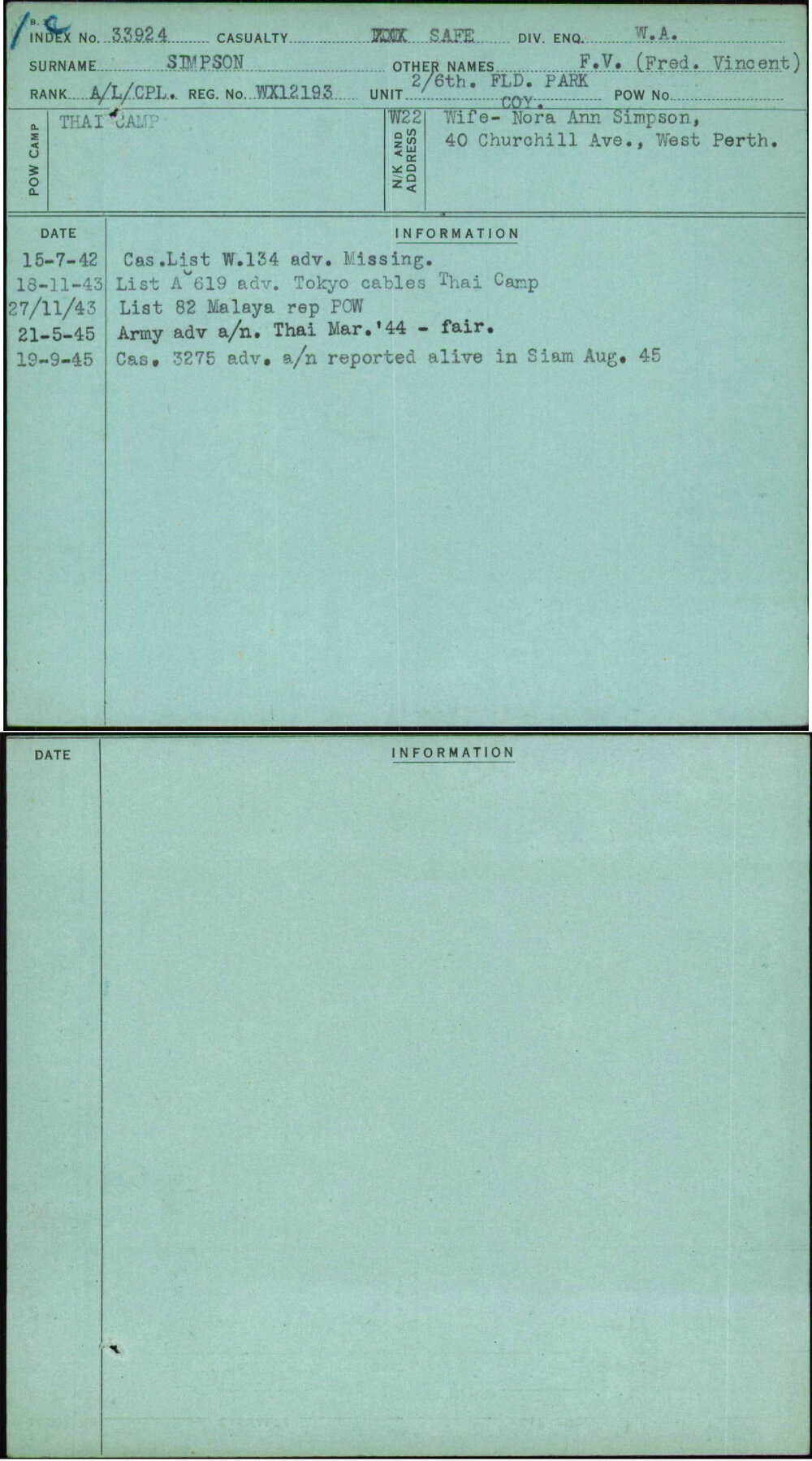Simpson, F V (Fred Vincent), WX12193