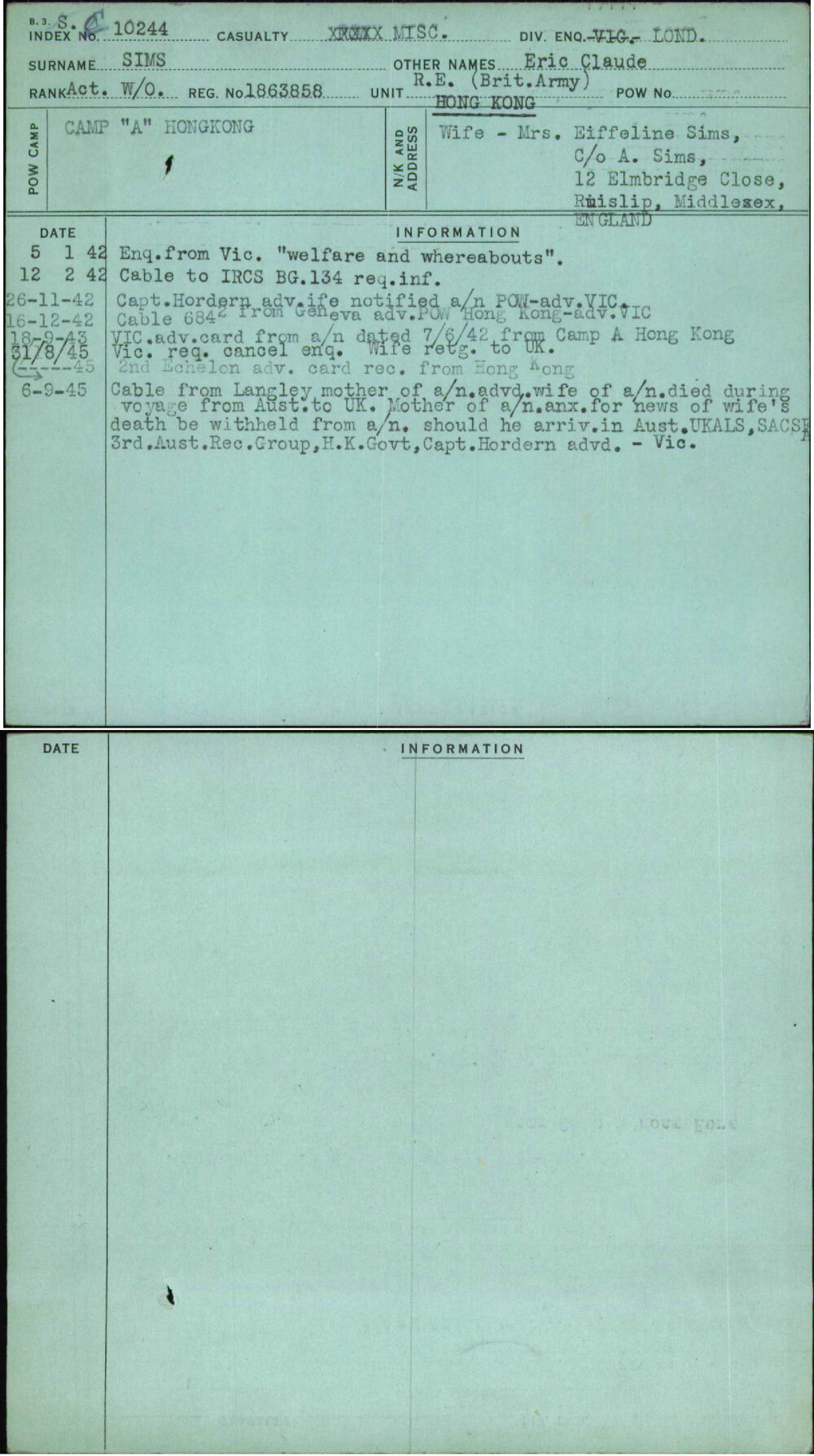 Sims, Eric Claude, 1863858