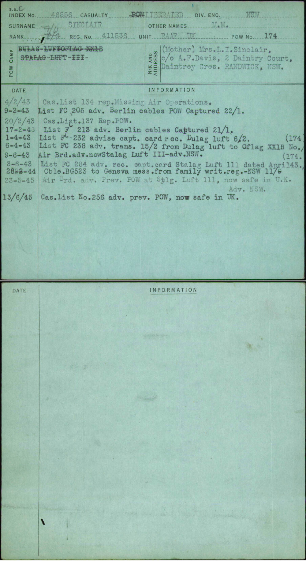 Sinclair, M M, 411536