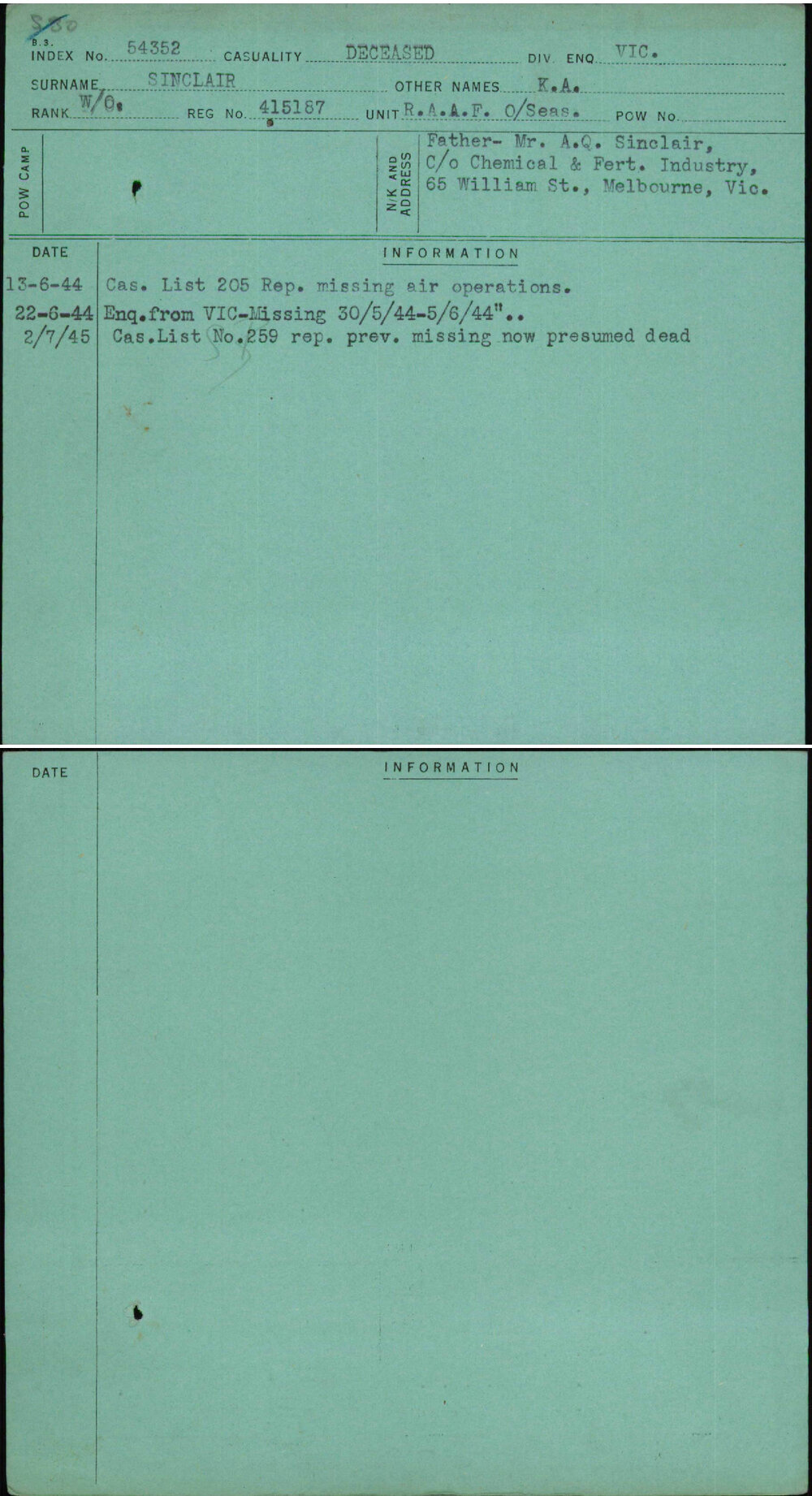 Sinclair, K A, 415187