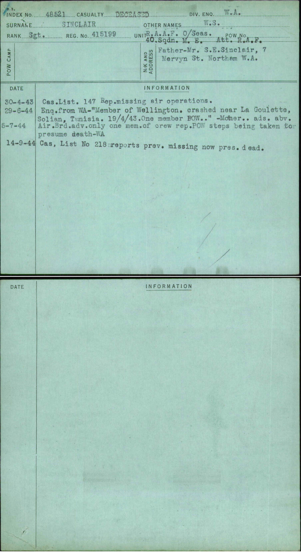 Sinclair, W S, 415199