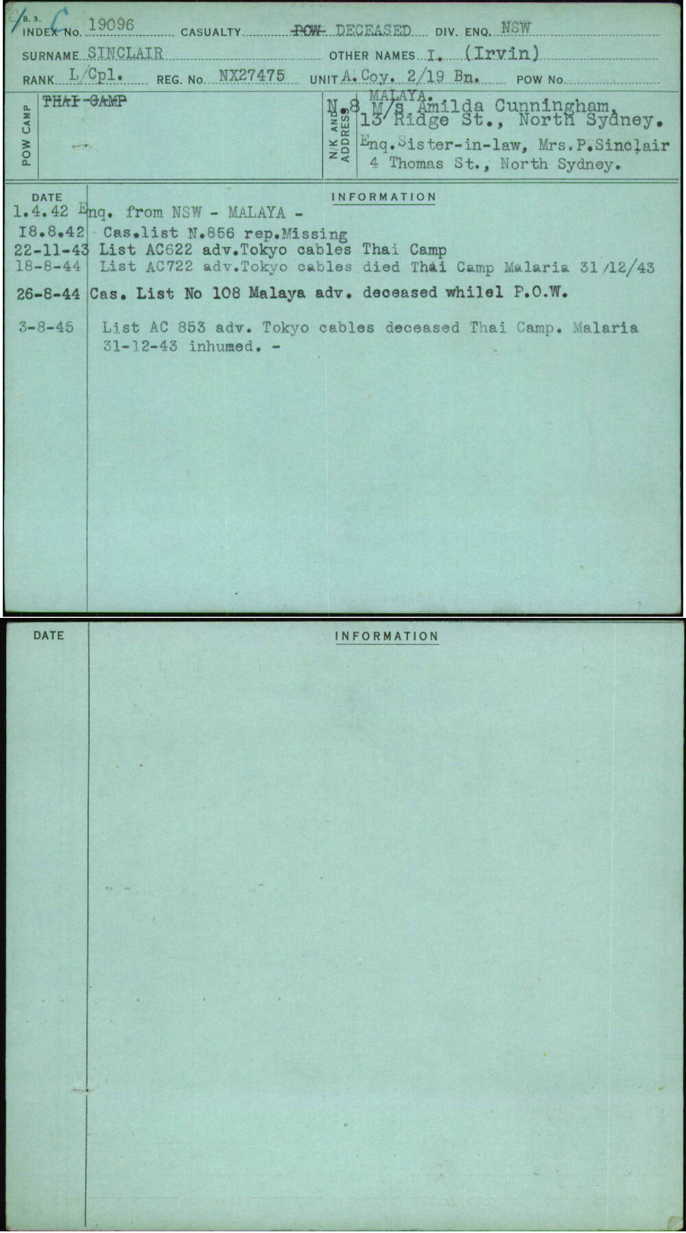 Sinclair, I (Irvin), NX27475