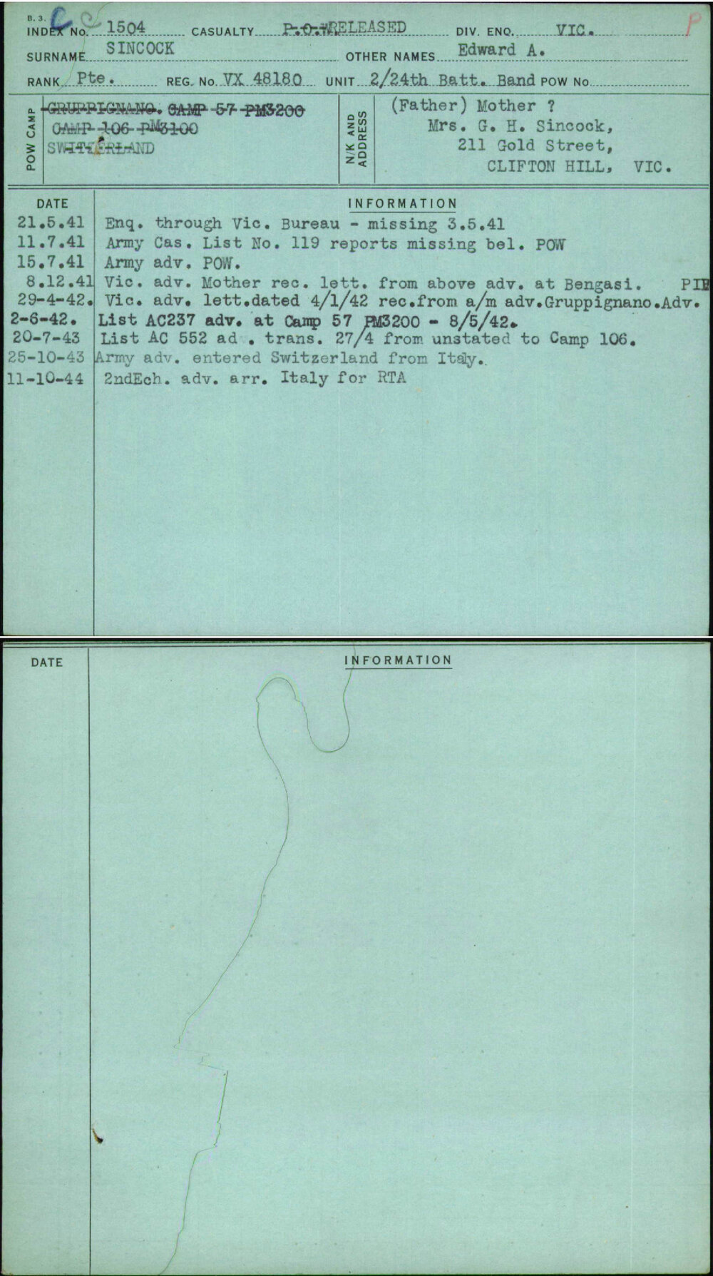 Sincock, Edward A, VX48180