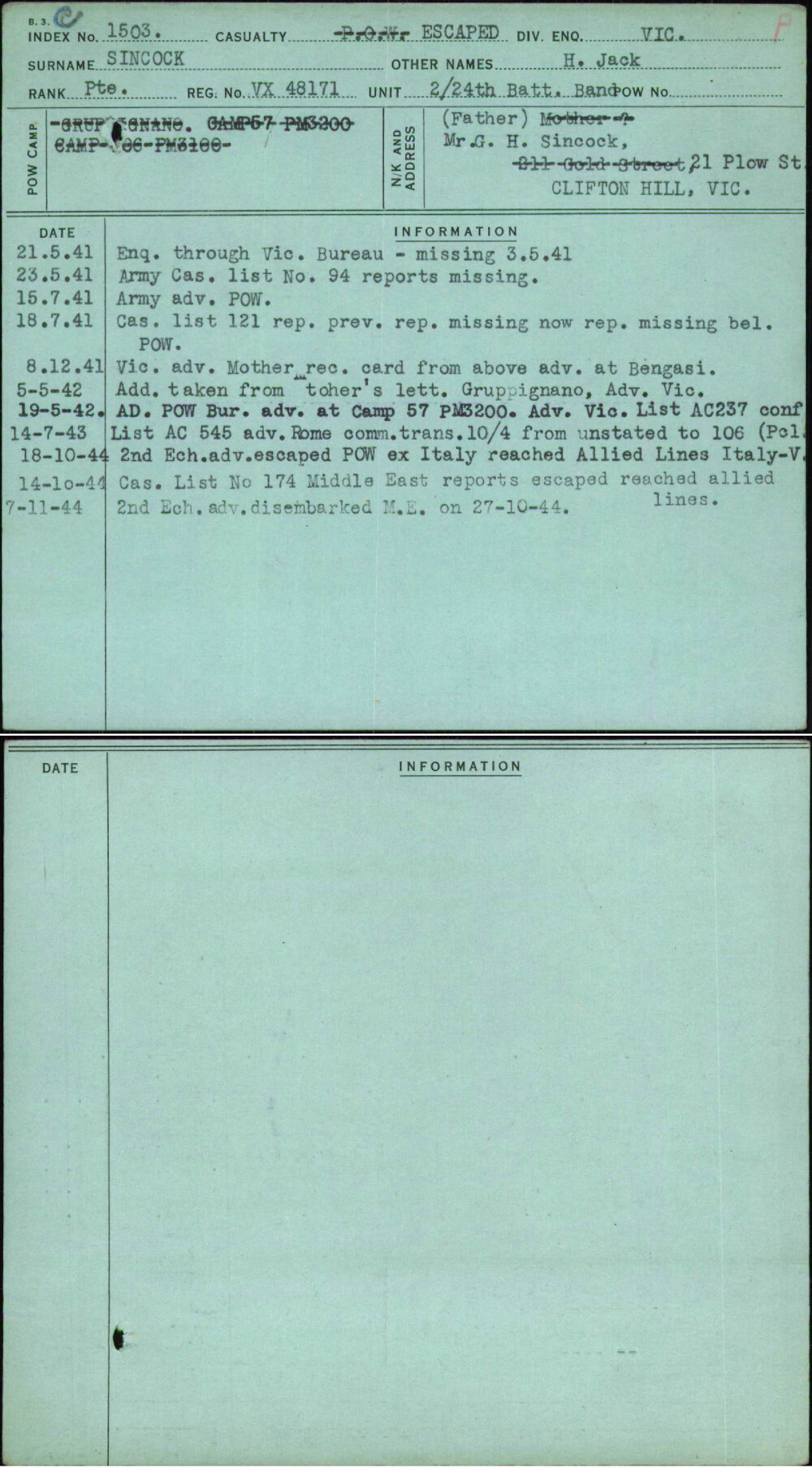 Sincock, H Jack, VX48171