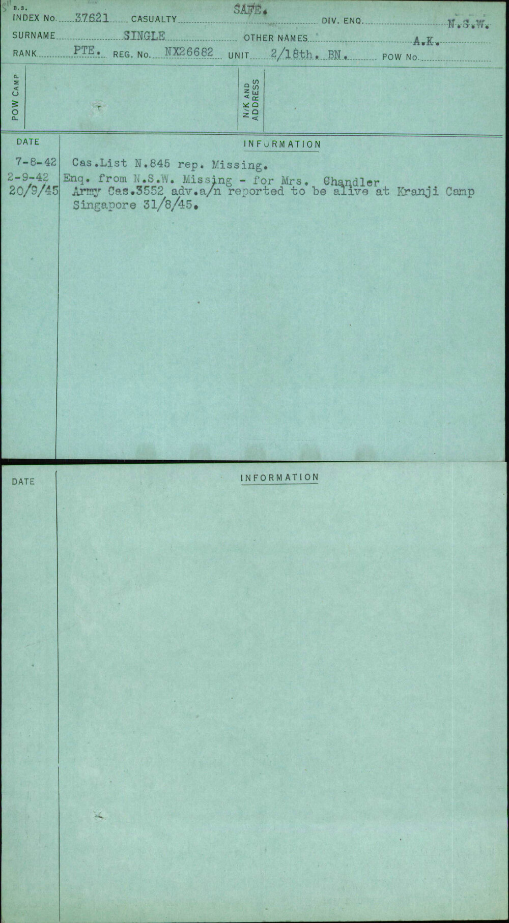 Single, A K, NX26682