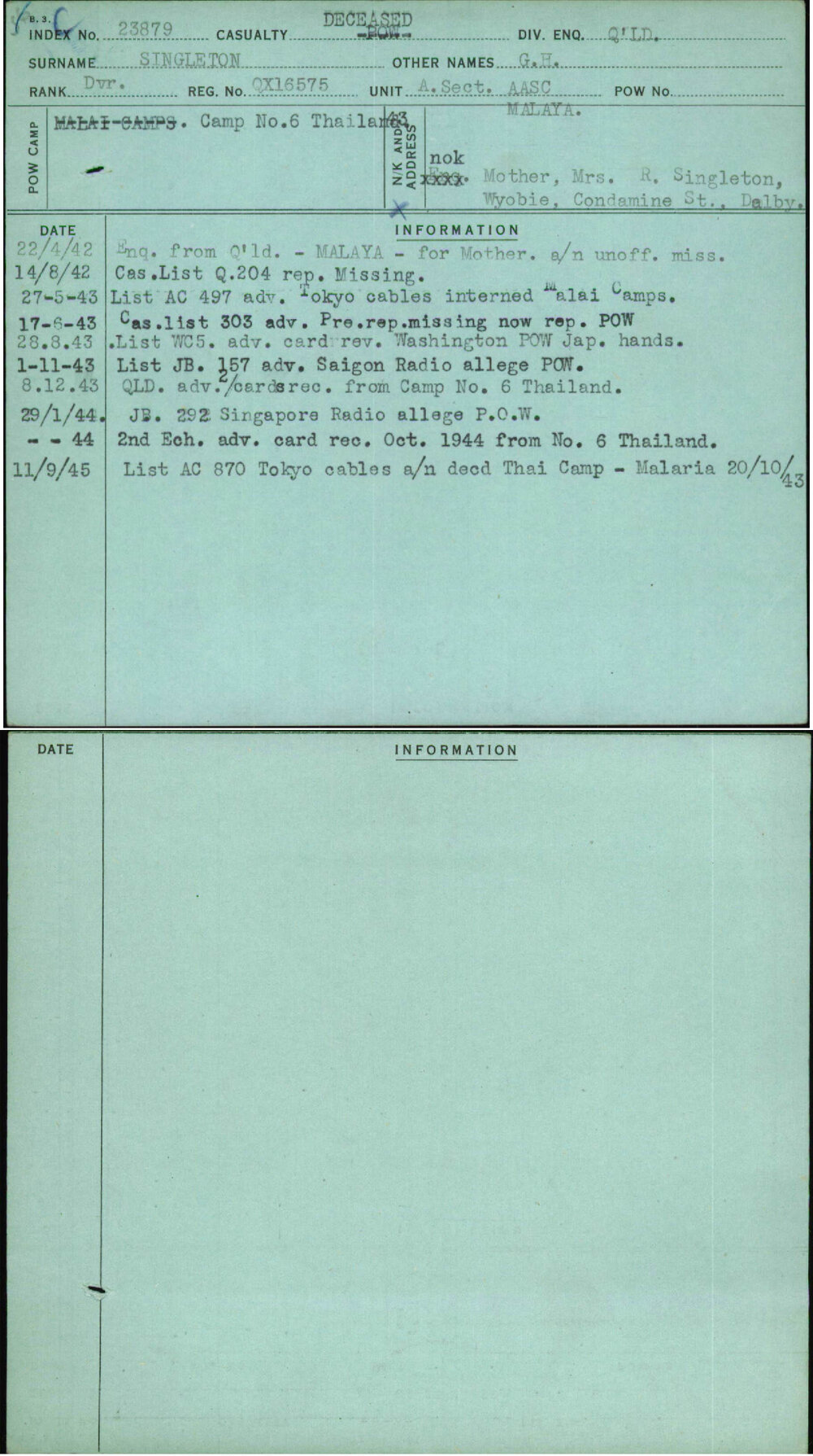 Singleton, G H, QX16575