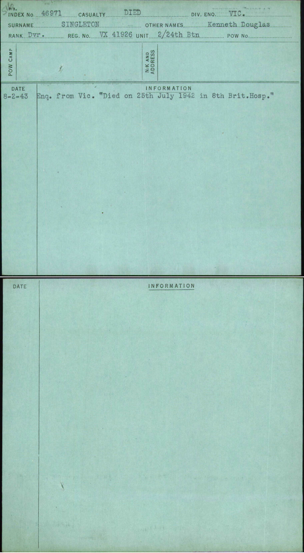 Singleton, Kenneth Douglas, VX41926