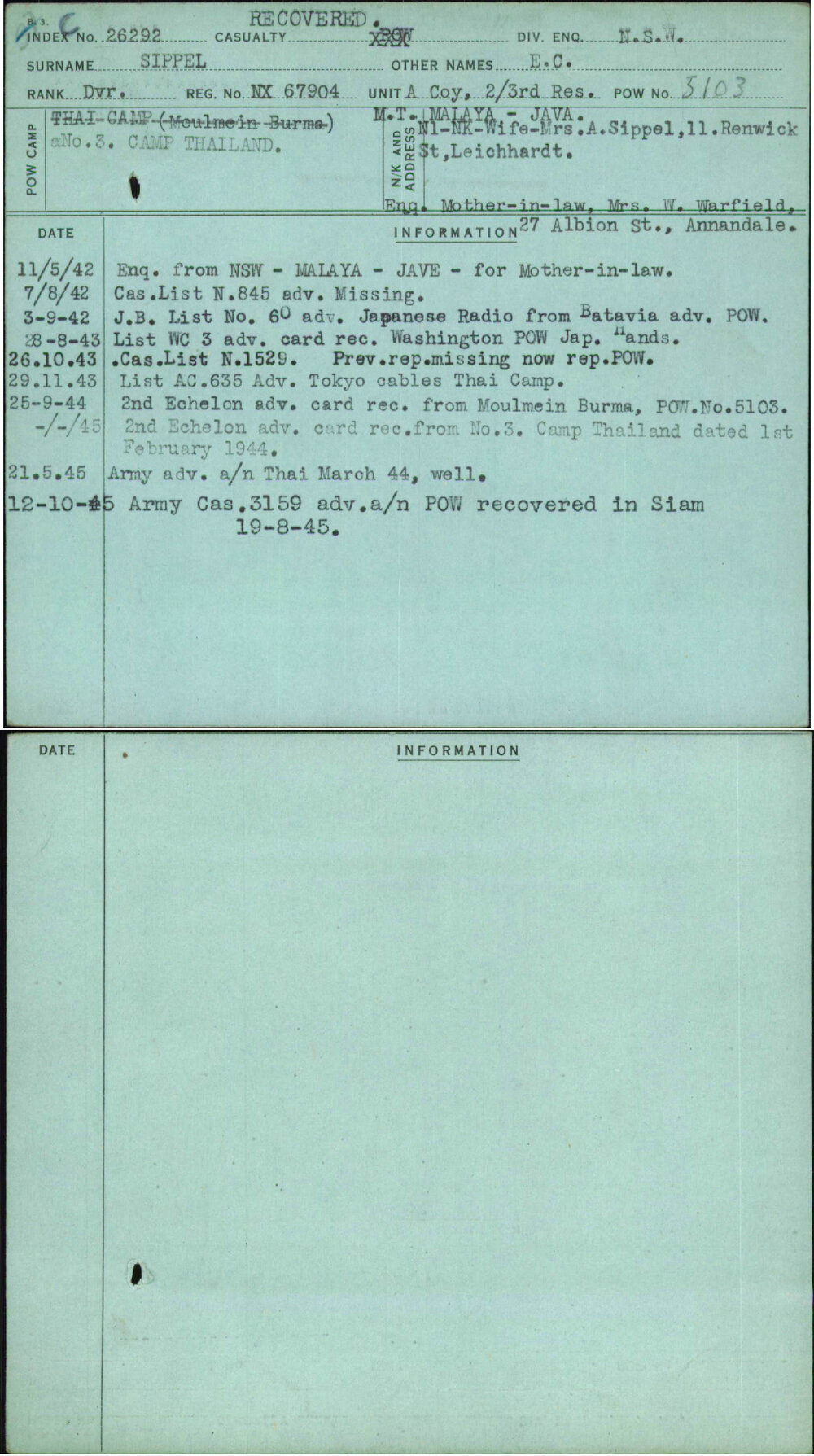 Sippel, E C, NX67904