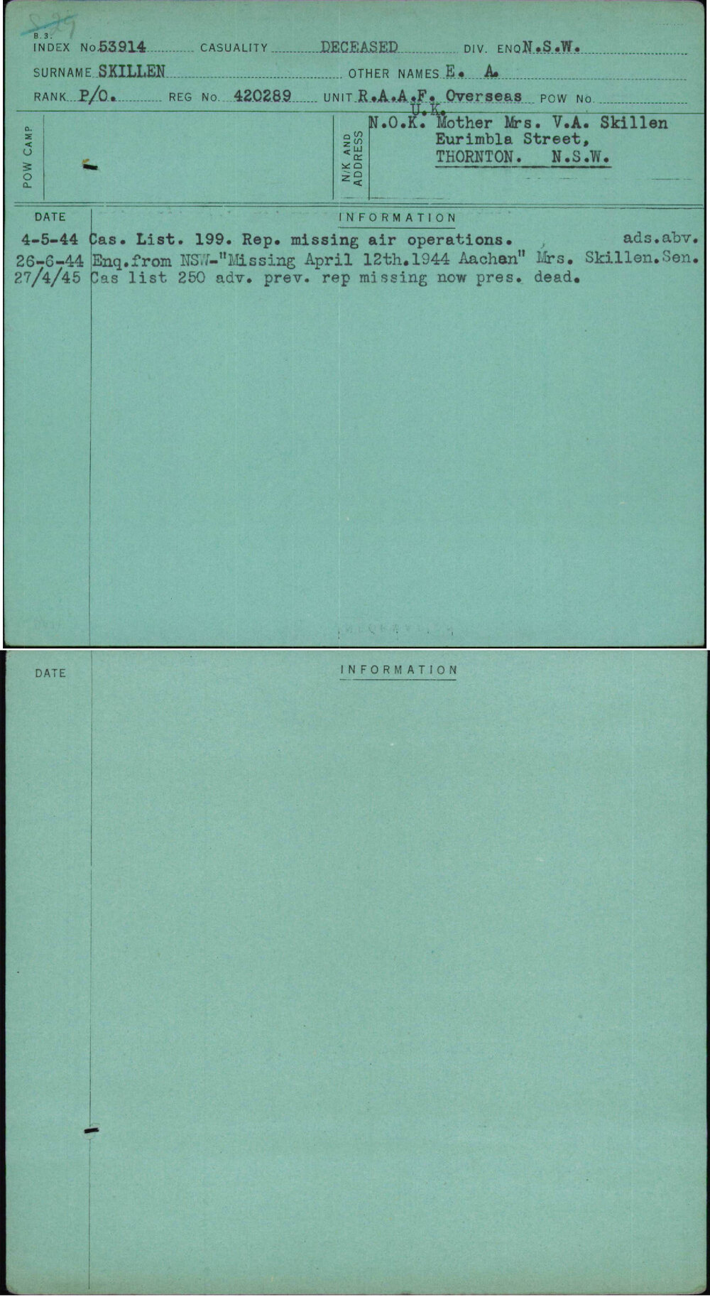 Skillen, E A, 420289