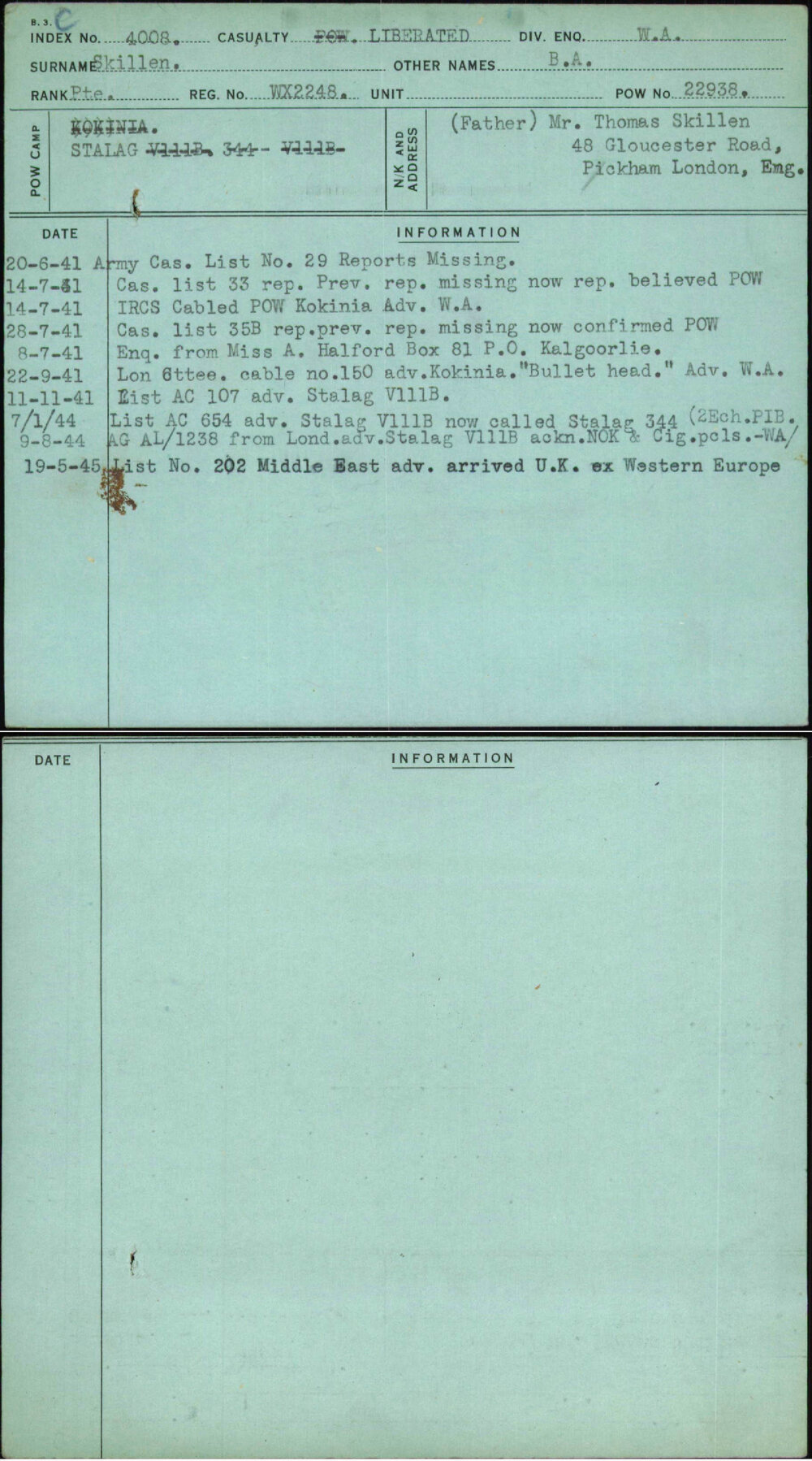 Skillen, B A, WX2248