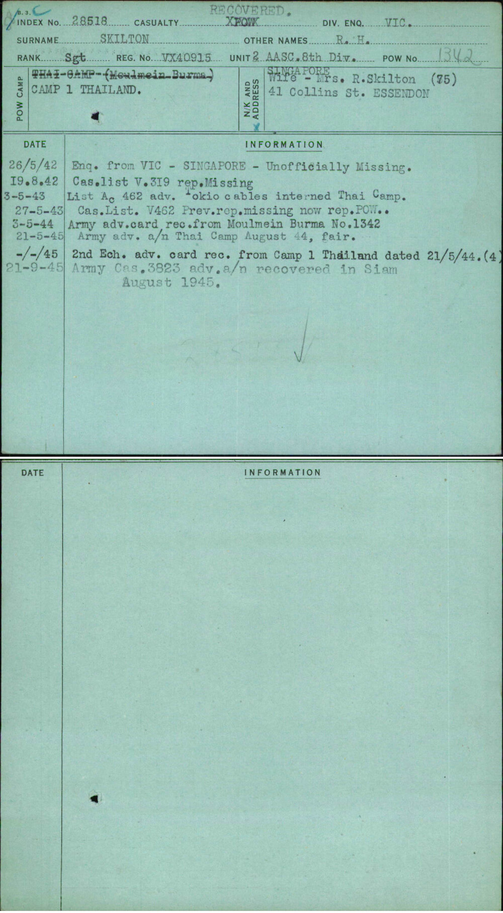 Skilton, R H, VX40915
