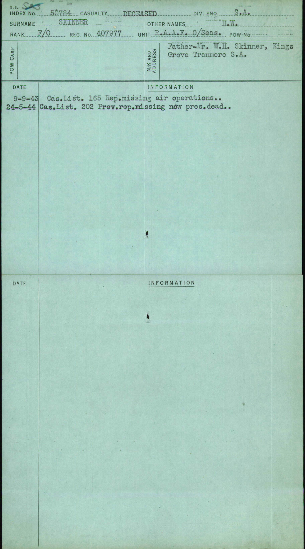 Skinner, H W, 407977