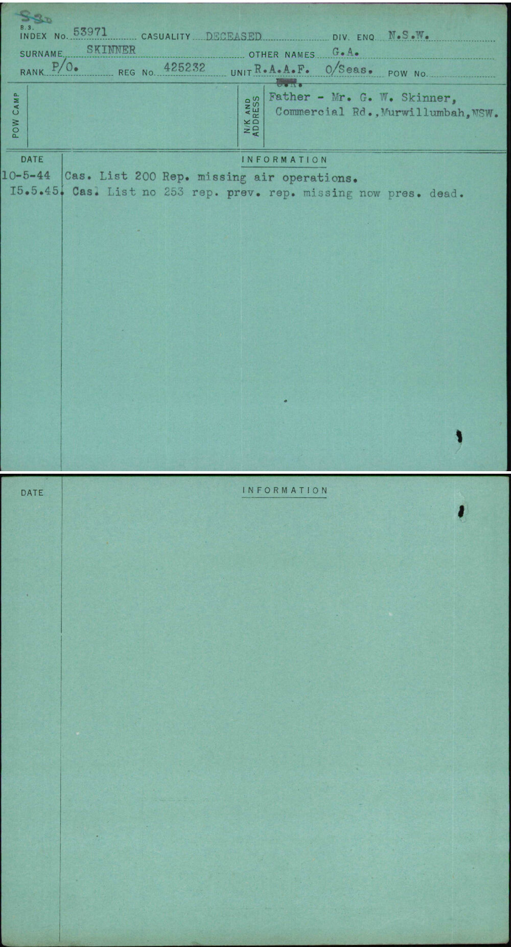 Skinner, G A, 425232