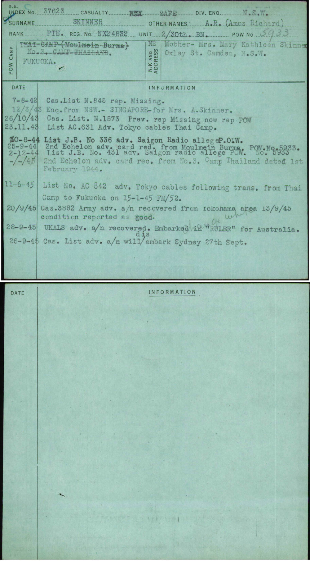 Skinner, A R (Amos Richard), NX24832