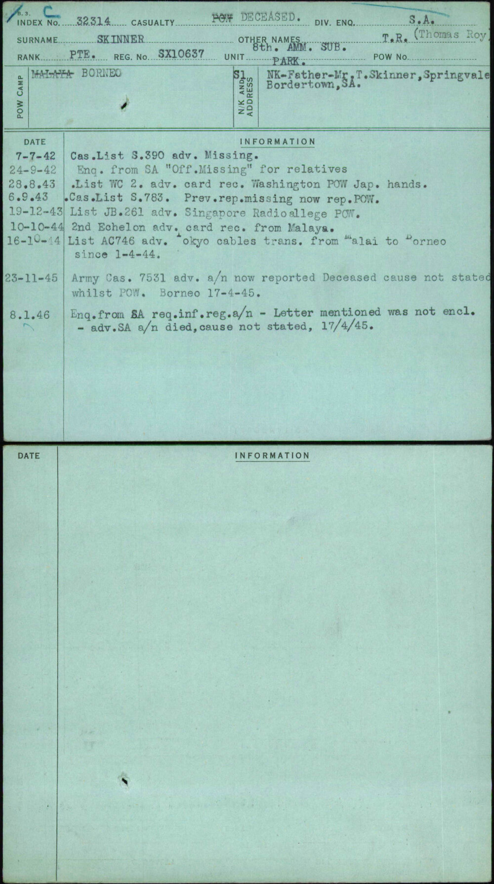 Skinner, T R (Thomas Roy), SX10637