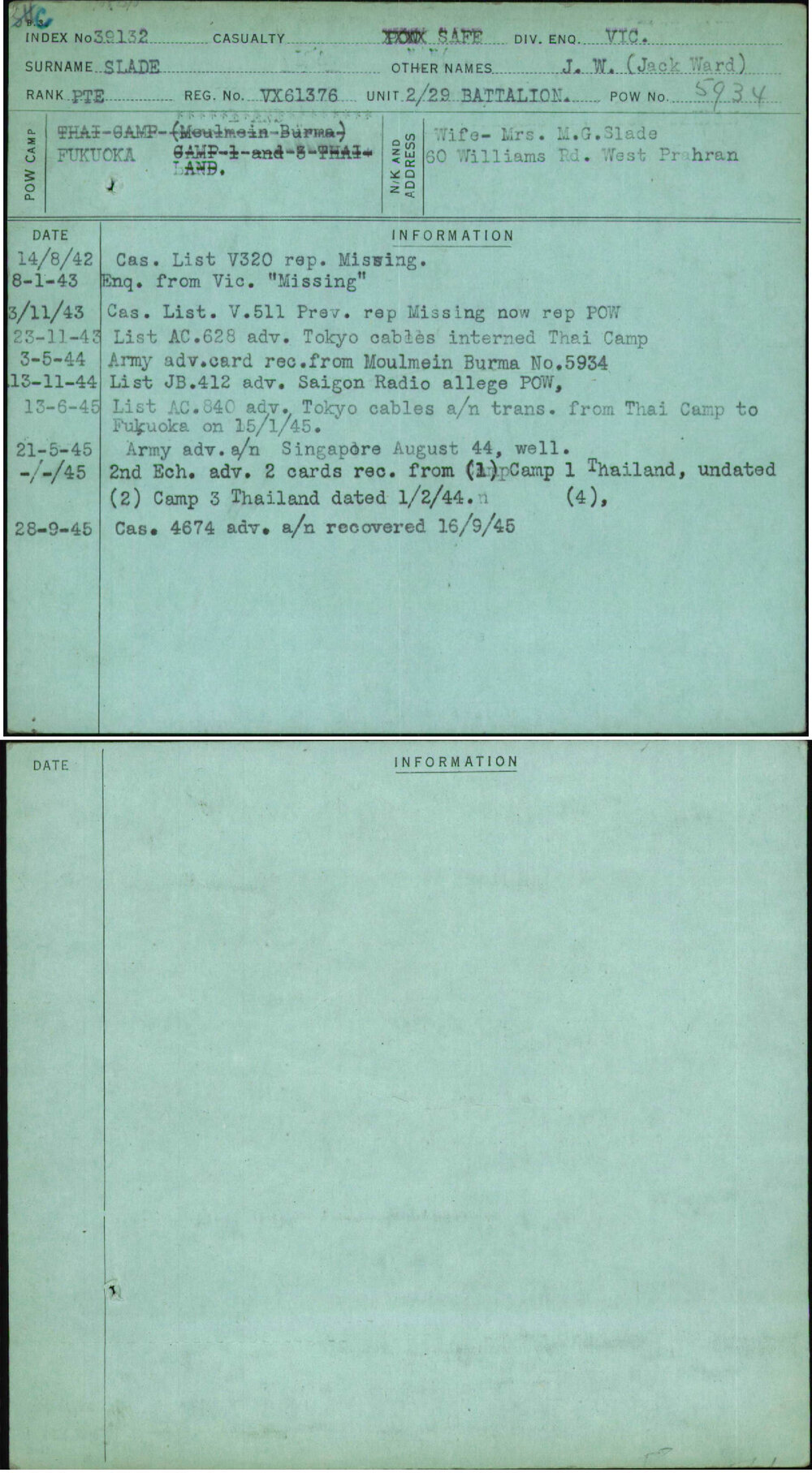 Slade, J W (Jack Ward), VX61376