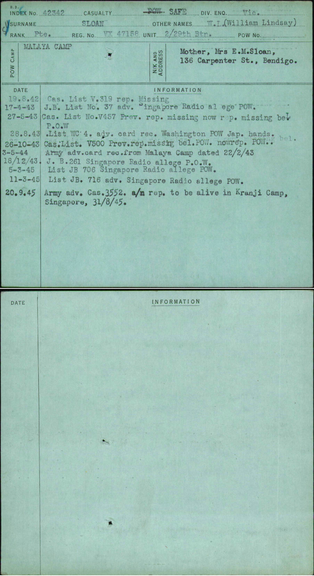Sloan, W L (William Lindsay), VX47158