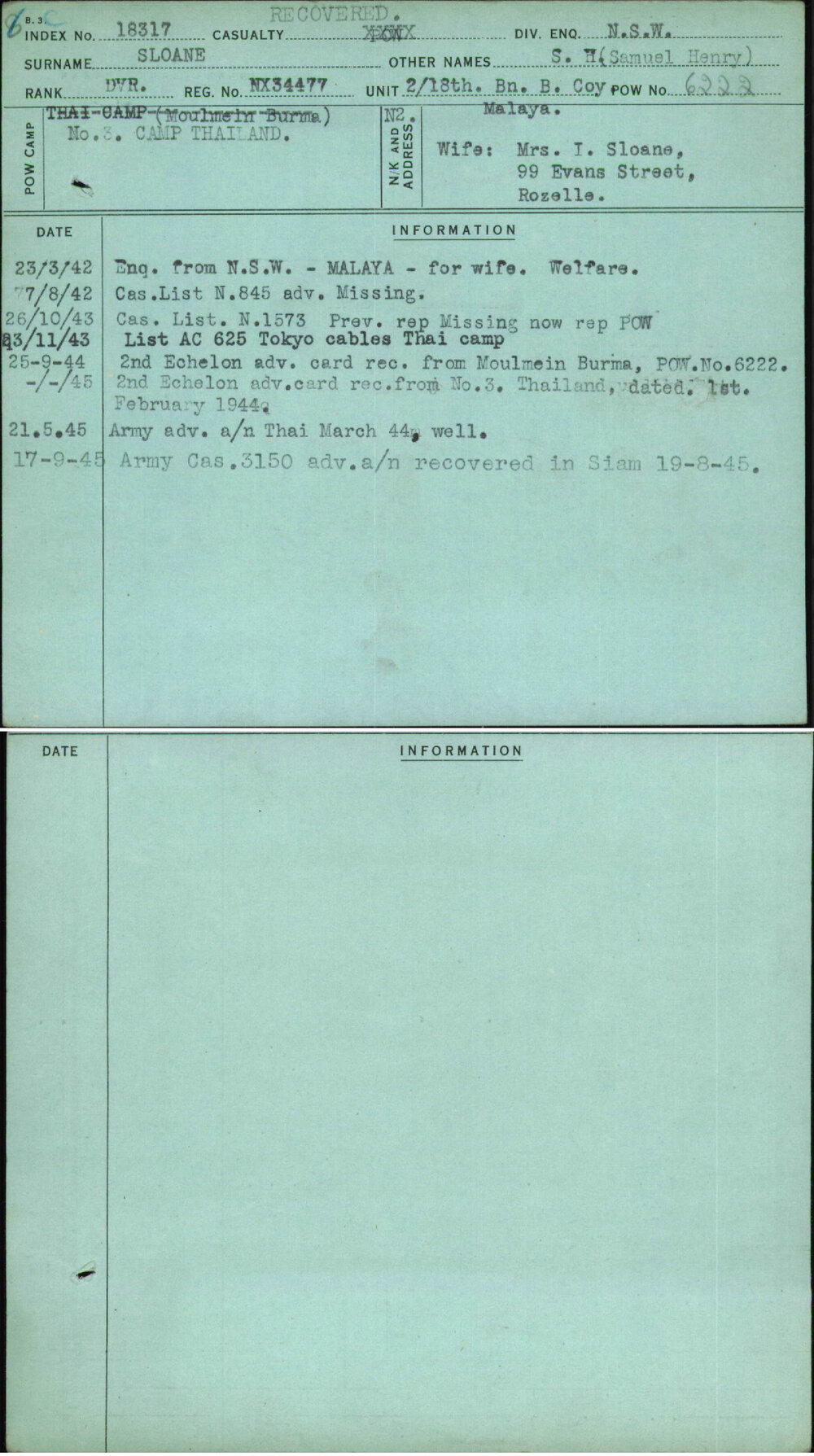 Sloane, S H (Samuel Henry), NX34477