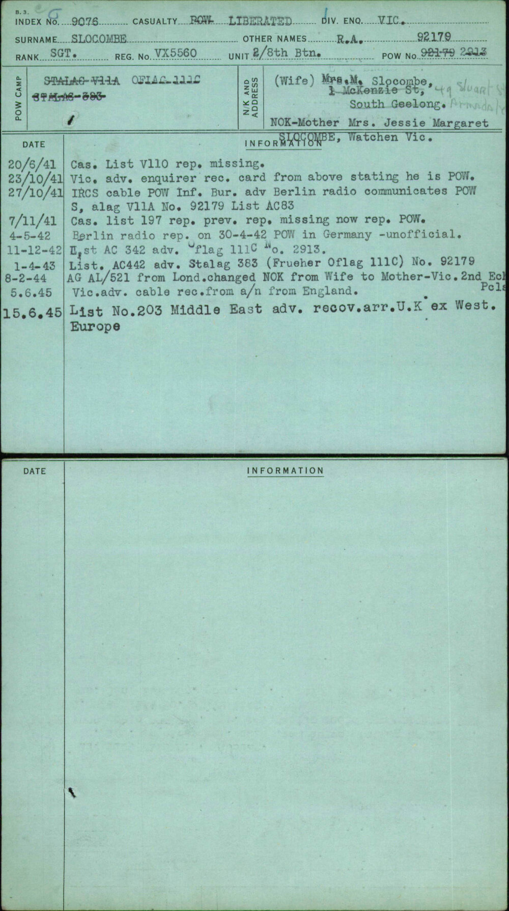 Slocombe, R A, VX5560