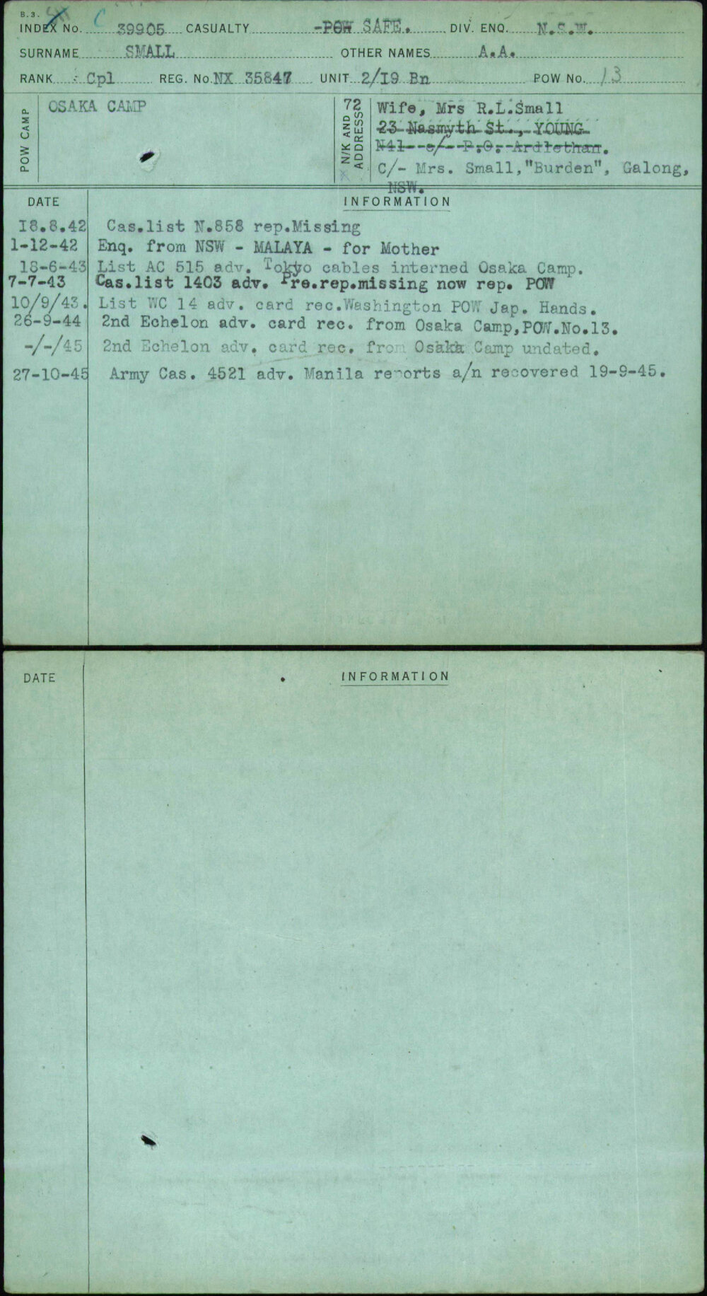 Small, A A, NX35847