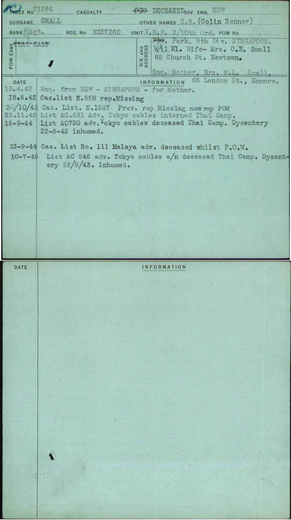 Small, C B (Colin Benner), NX57260