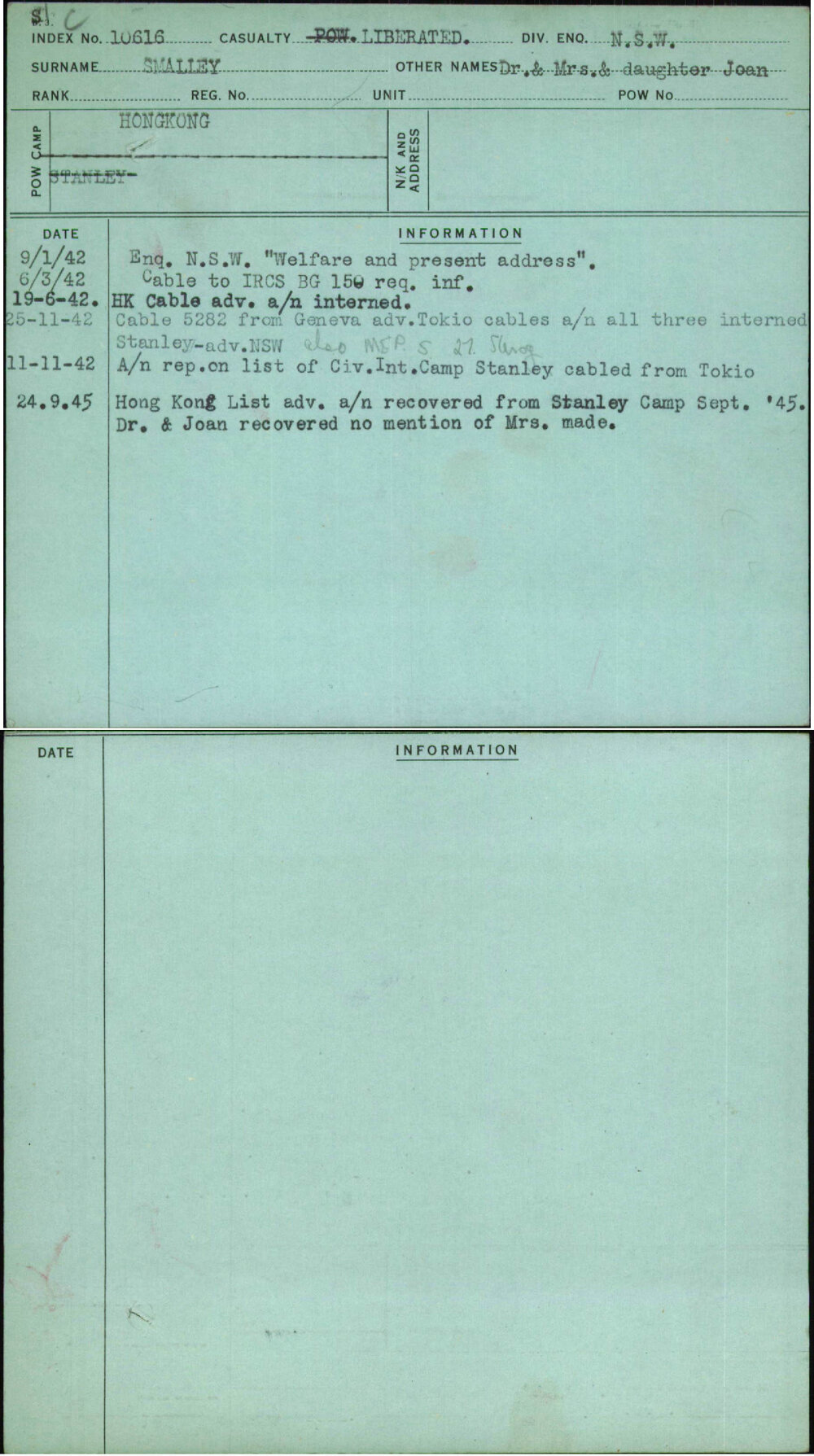 Smalley, Dr &amp; Mrs &amp; Daughter Joan, [No Service Number]
