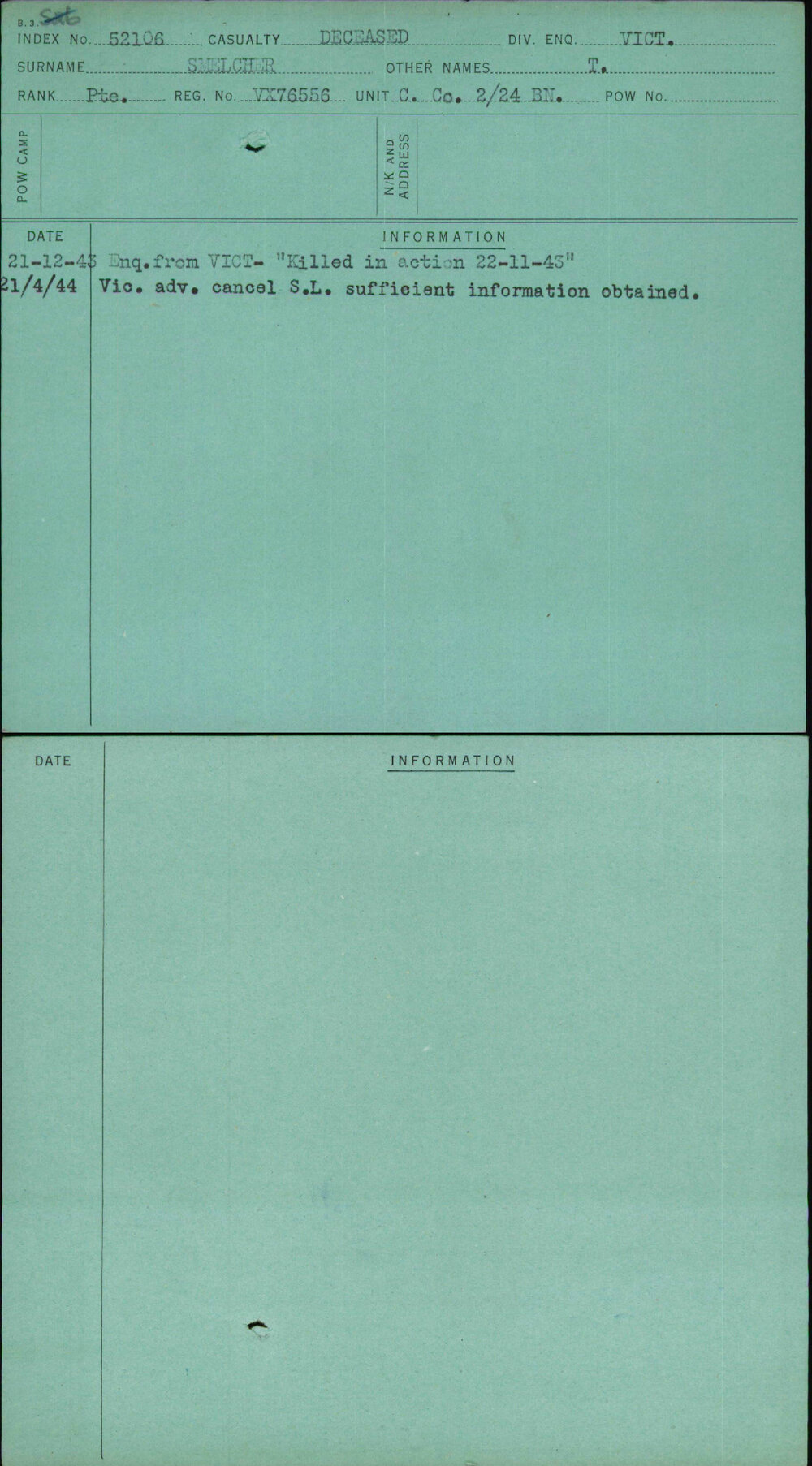Smelcher, T, VX76556