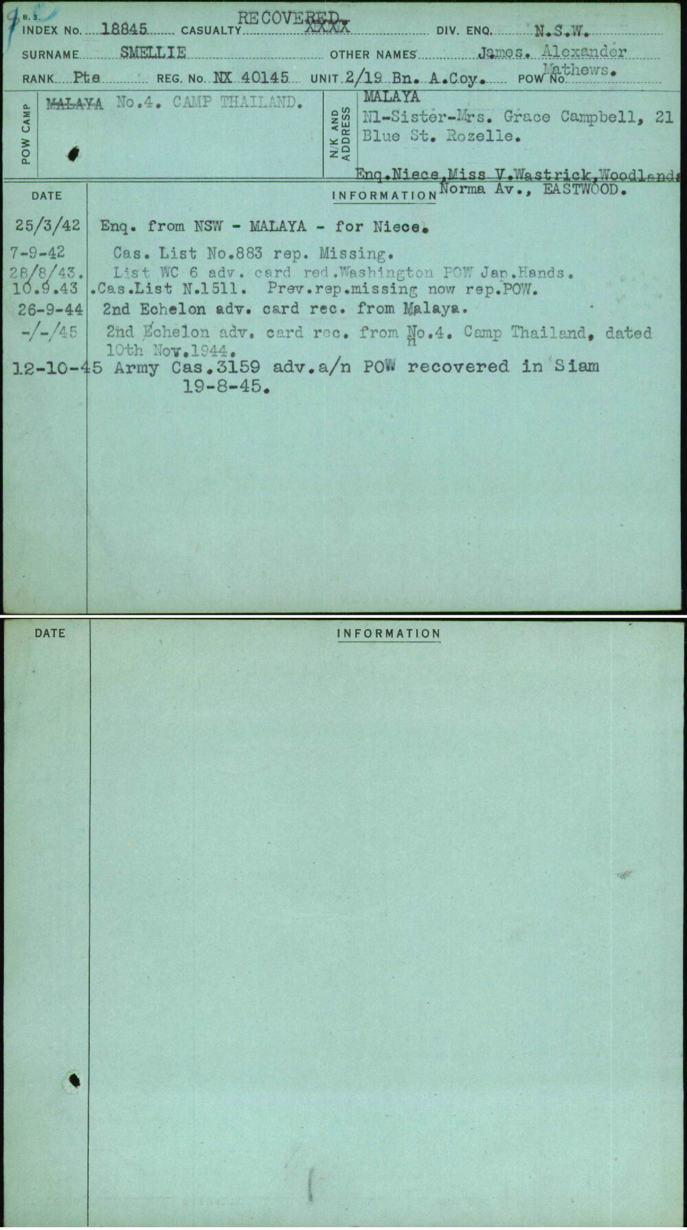 Smellie, James Alexander Mathews, NX40145