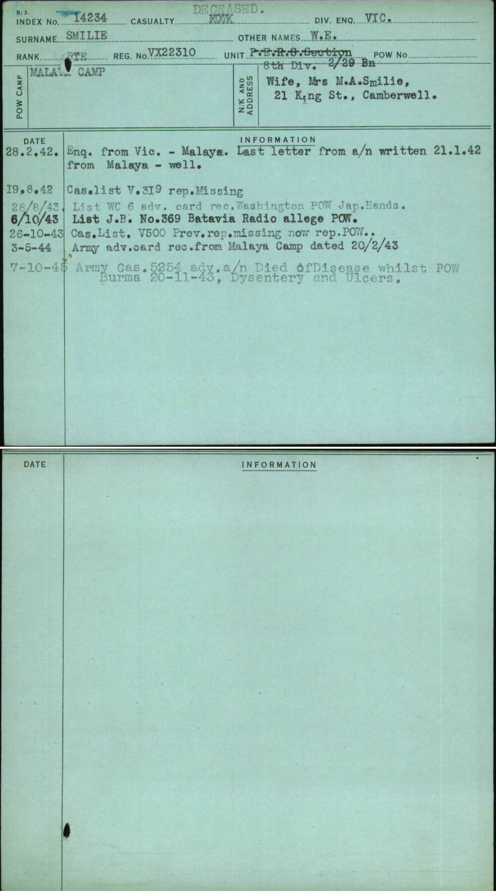 Smilie, W E, VX22310