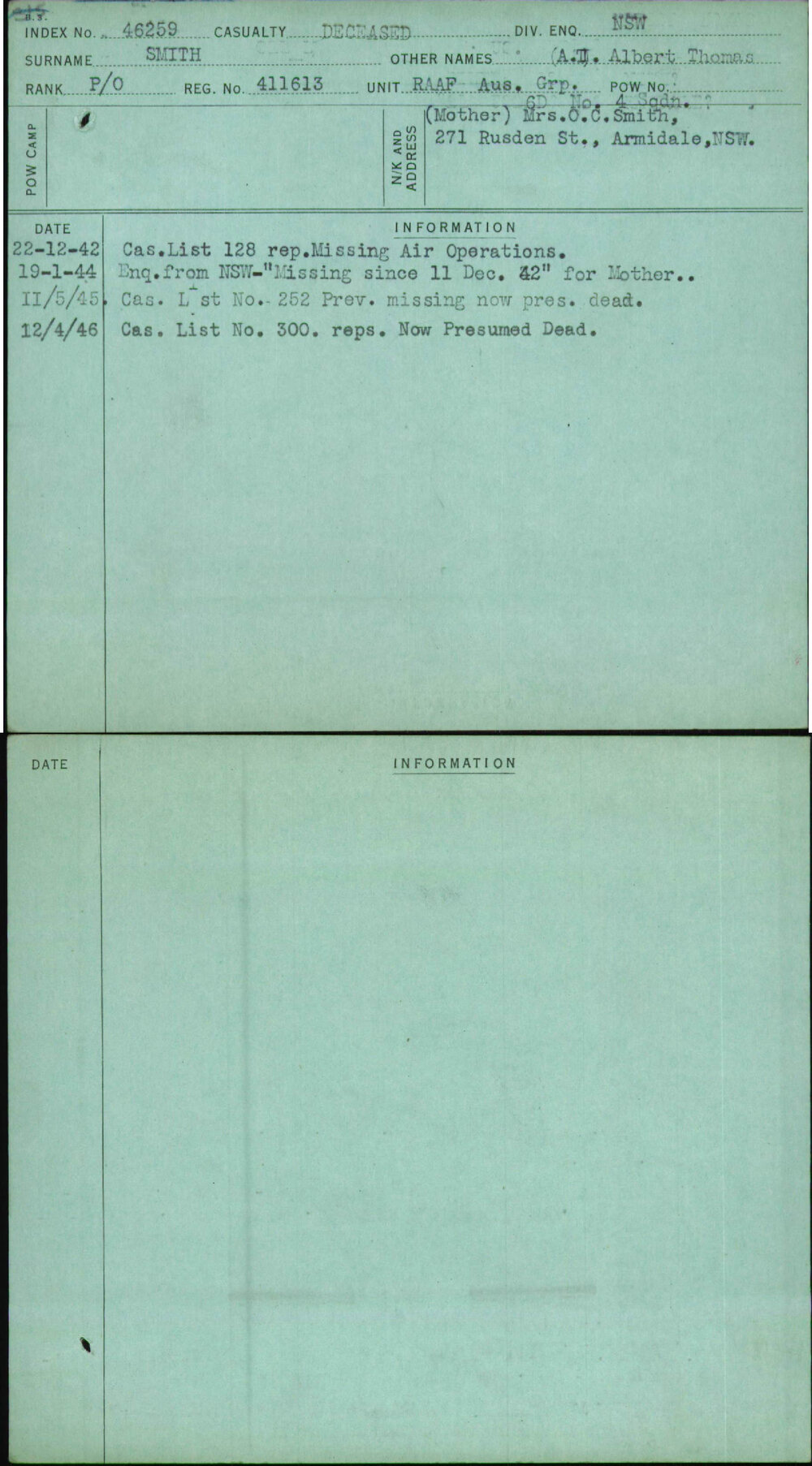 Smith, (A T) Albert Thomas, 411613