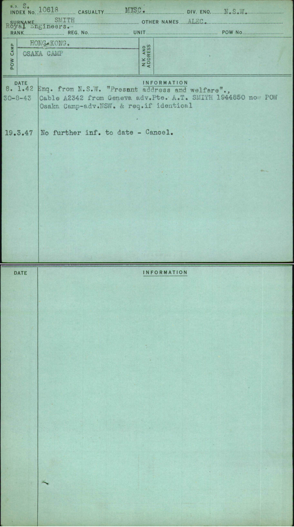 Smith, Alec, [No Service Number]
