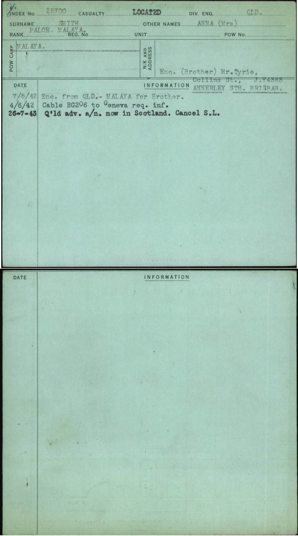 Smith, Anna (Mrs), [No Service Number]