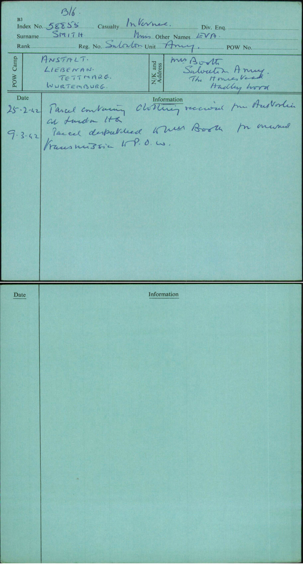 Smith, Eva, [No Service Number]