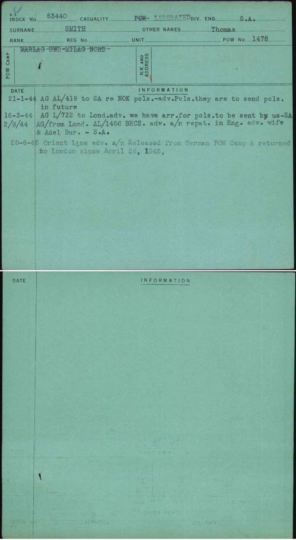 Smith, Thomas, [No Service Number]