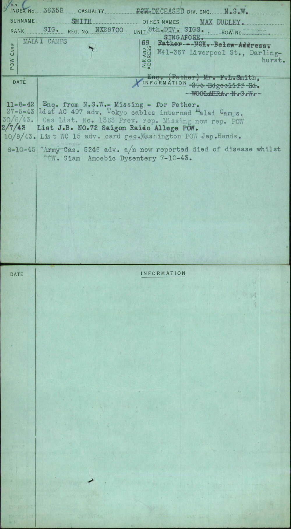 Smith, Max Dudley, NX29700