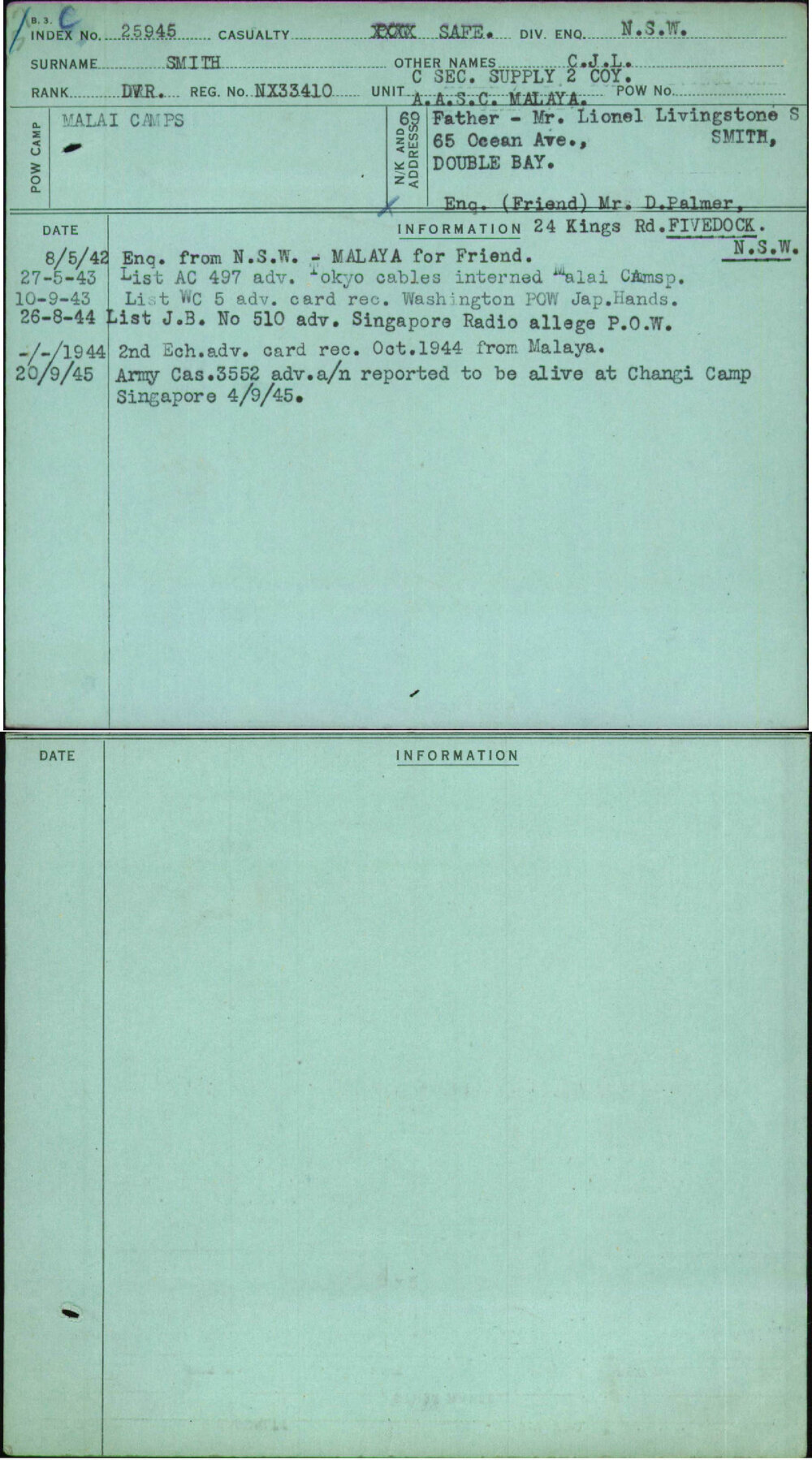 Smith, C J L, NX33410