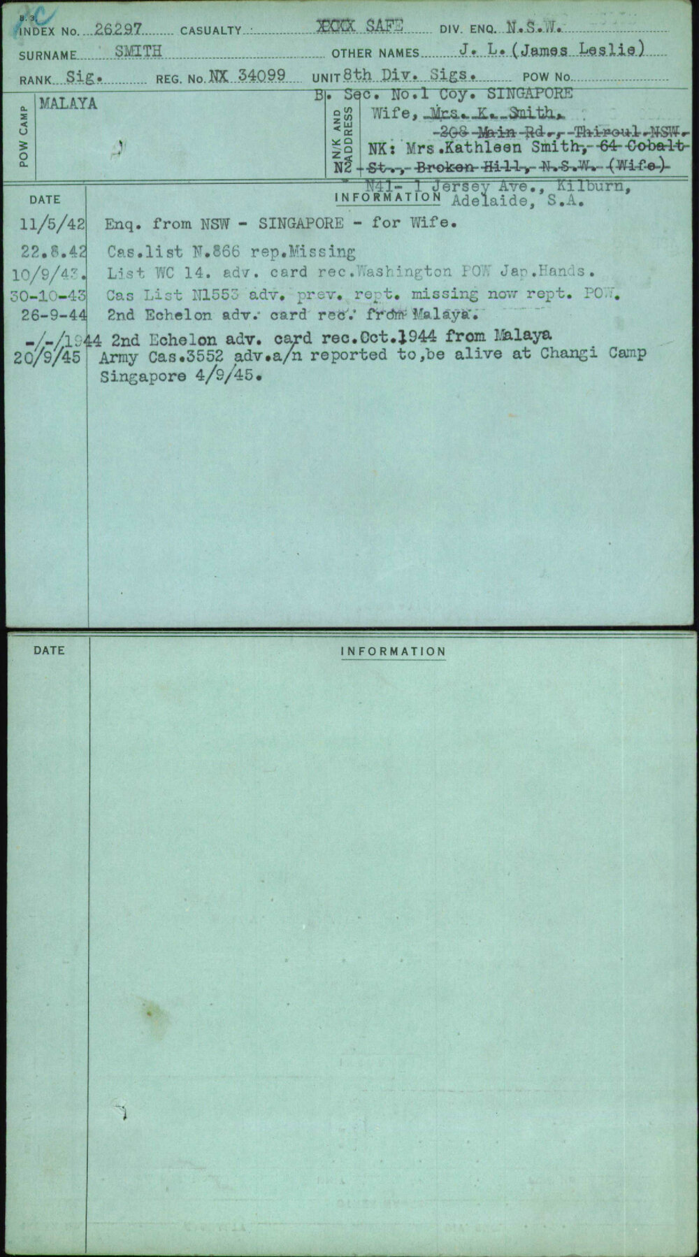 Smith, J L (James Leslie), NX34099