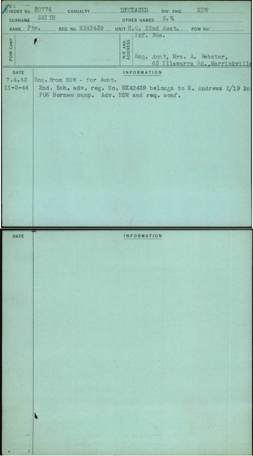 Smith, E W, NX42439