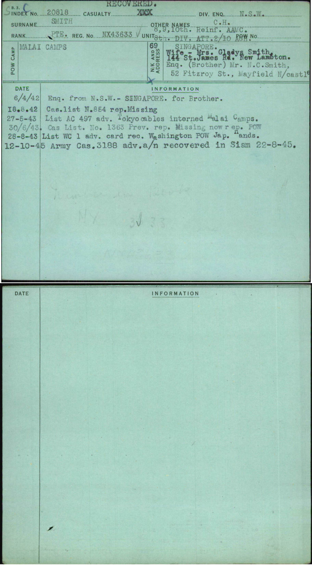 Smith, C H, NX43633