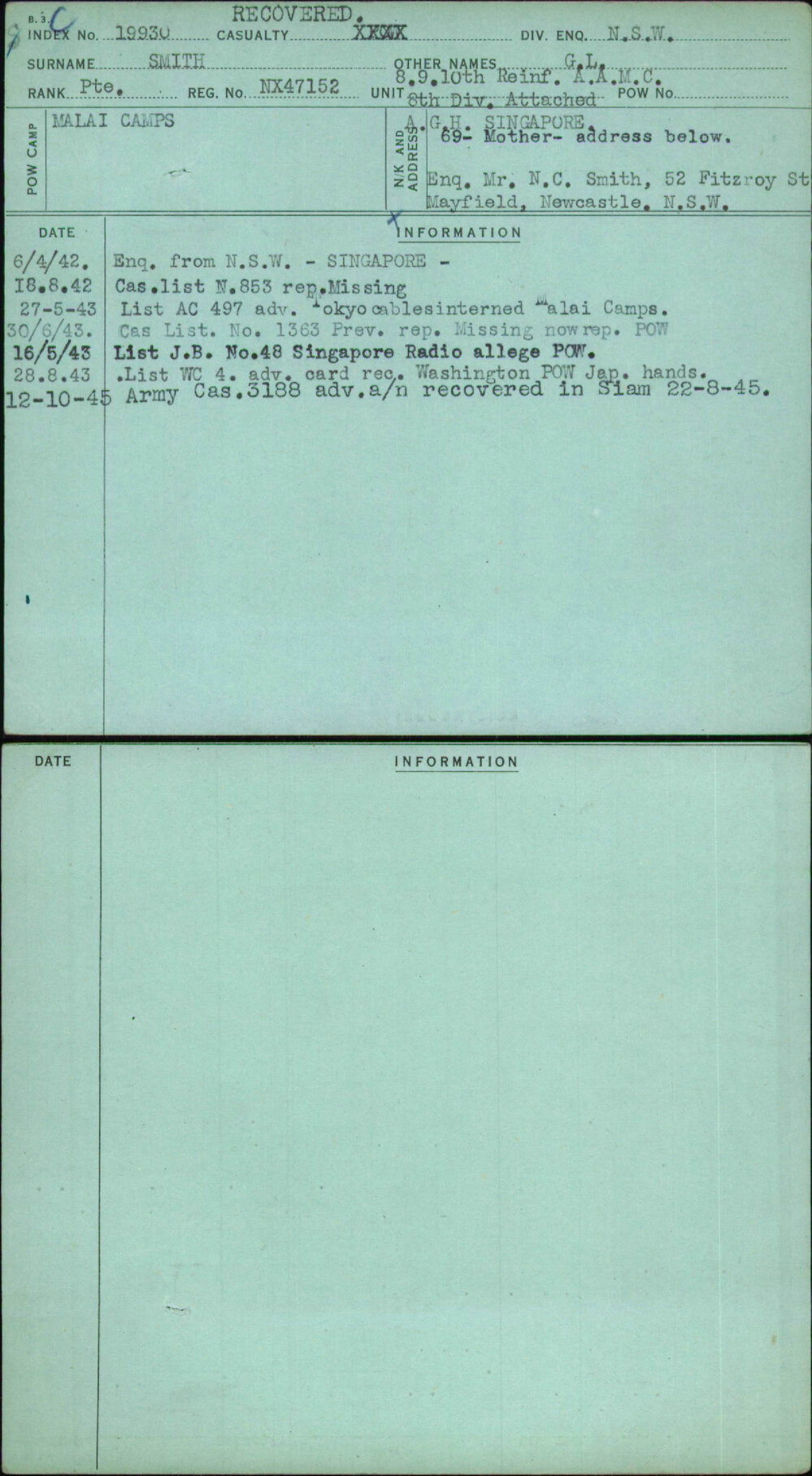 Smith, G L, NX47152